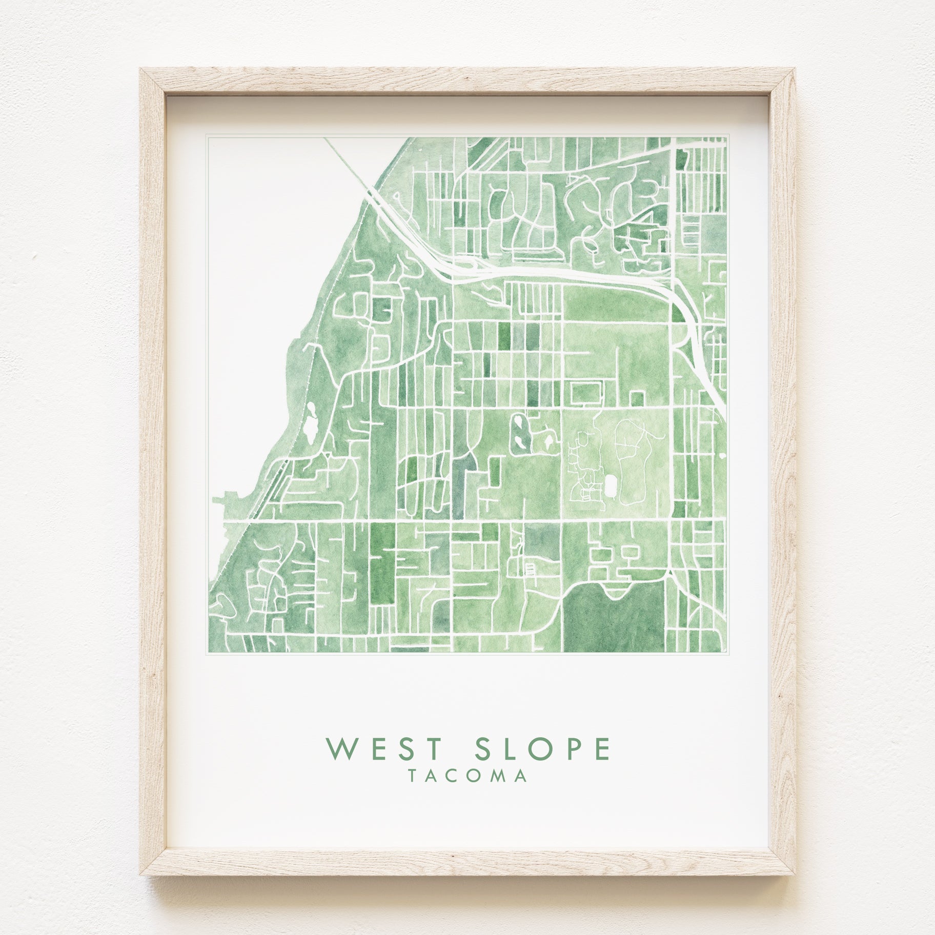 West Slope TACOMA Neighborhood Watercolor Map: PRINT