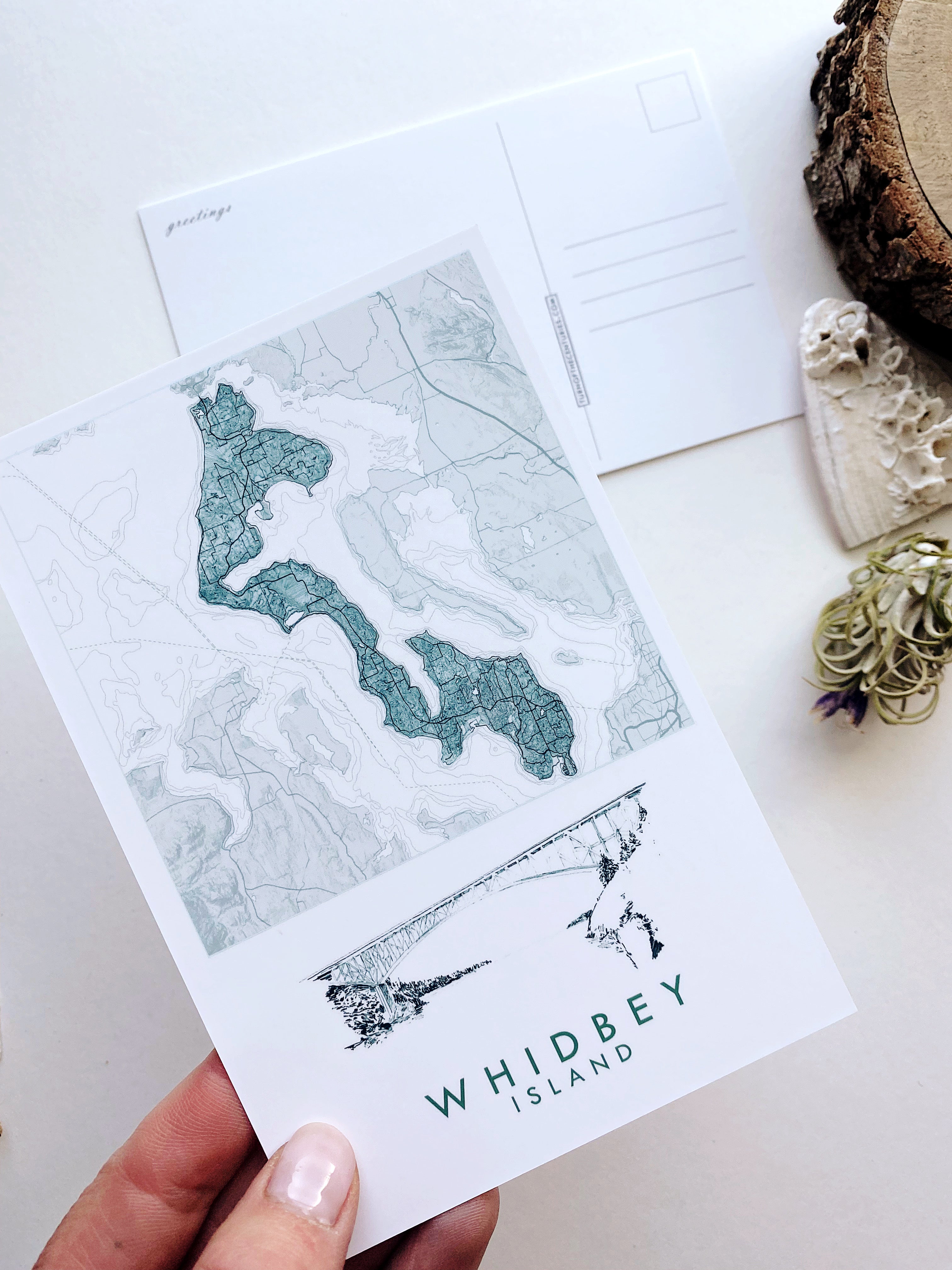 WHIDBEY Island Washington Topographic Map Postcard