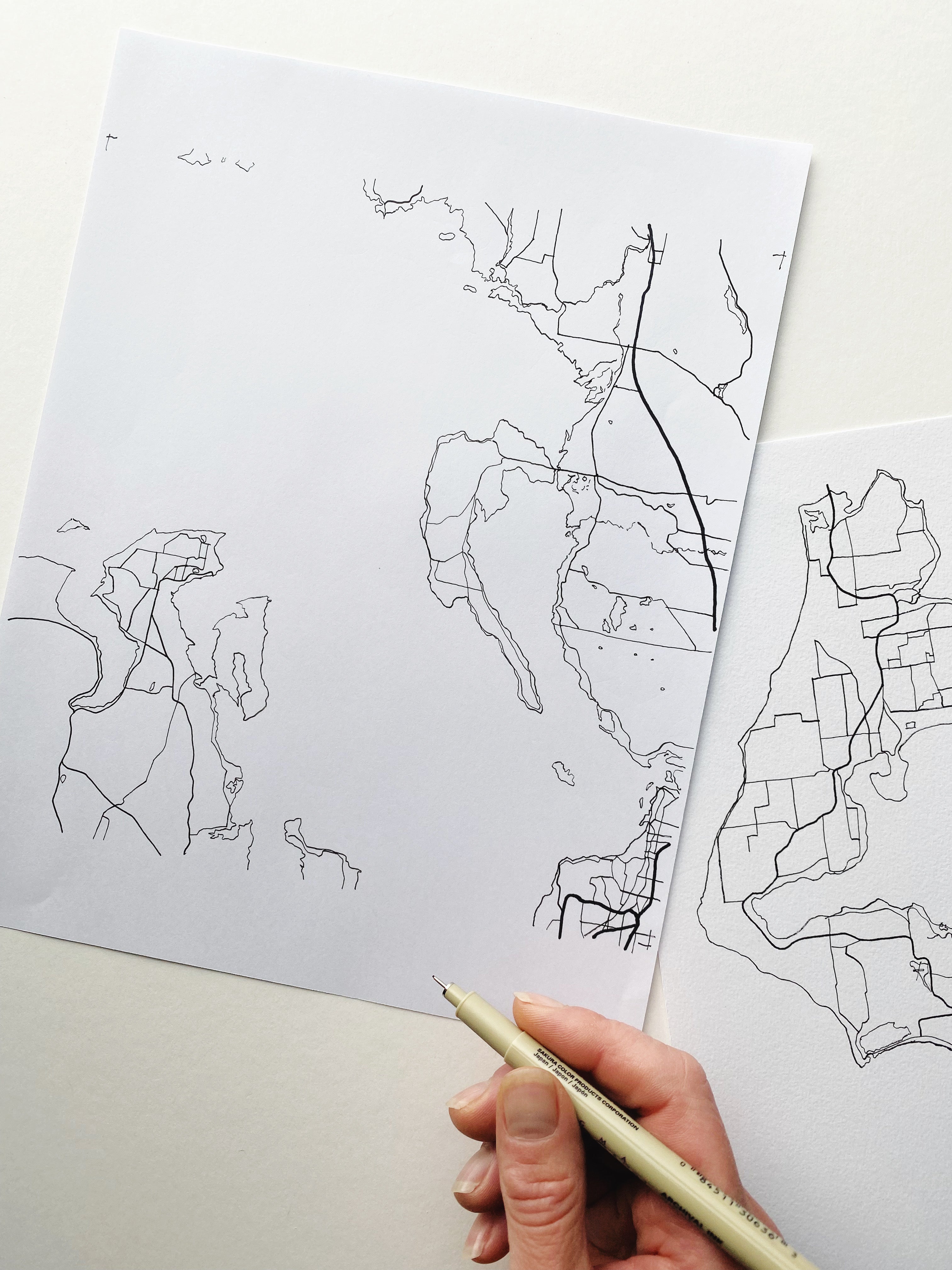WHIDBEY Island Land + Water Map Drawing: PRINT