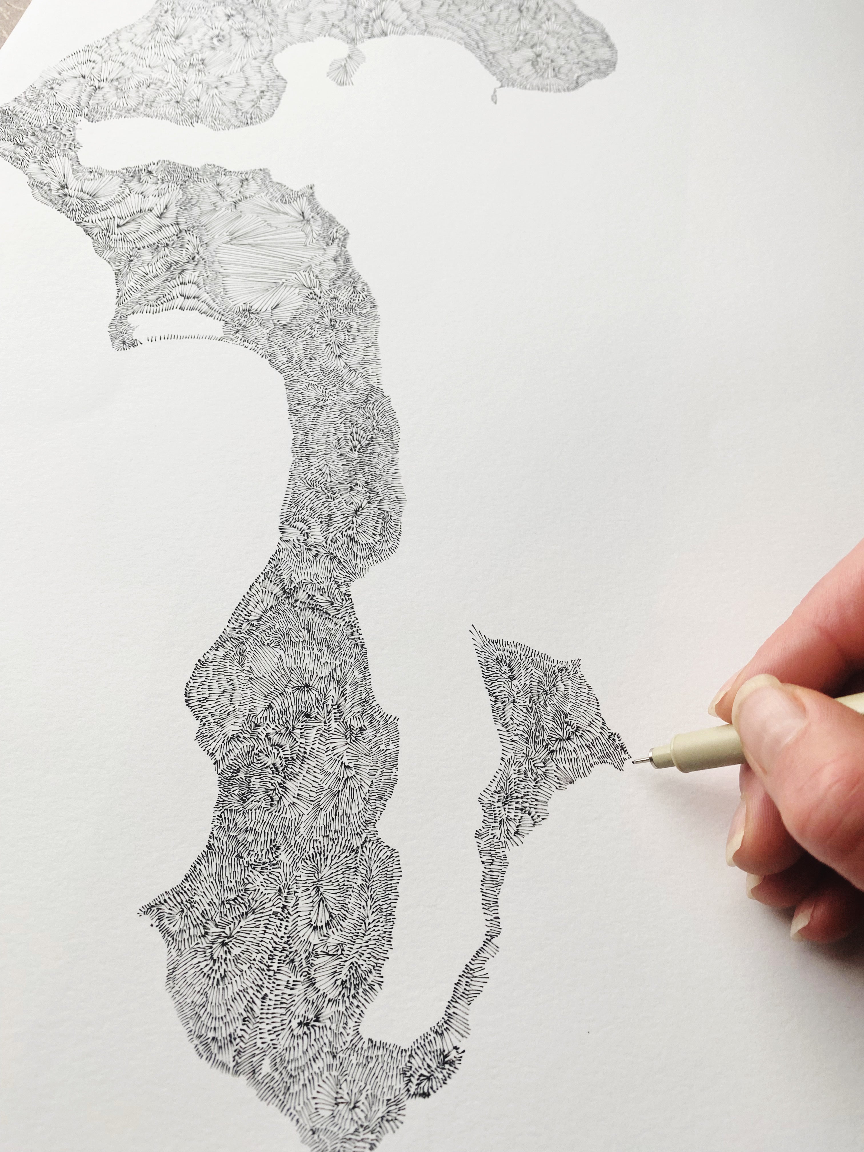 WHIDBEY Island Land + Water Map Drawing: PRINT