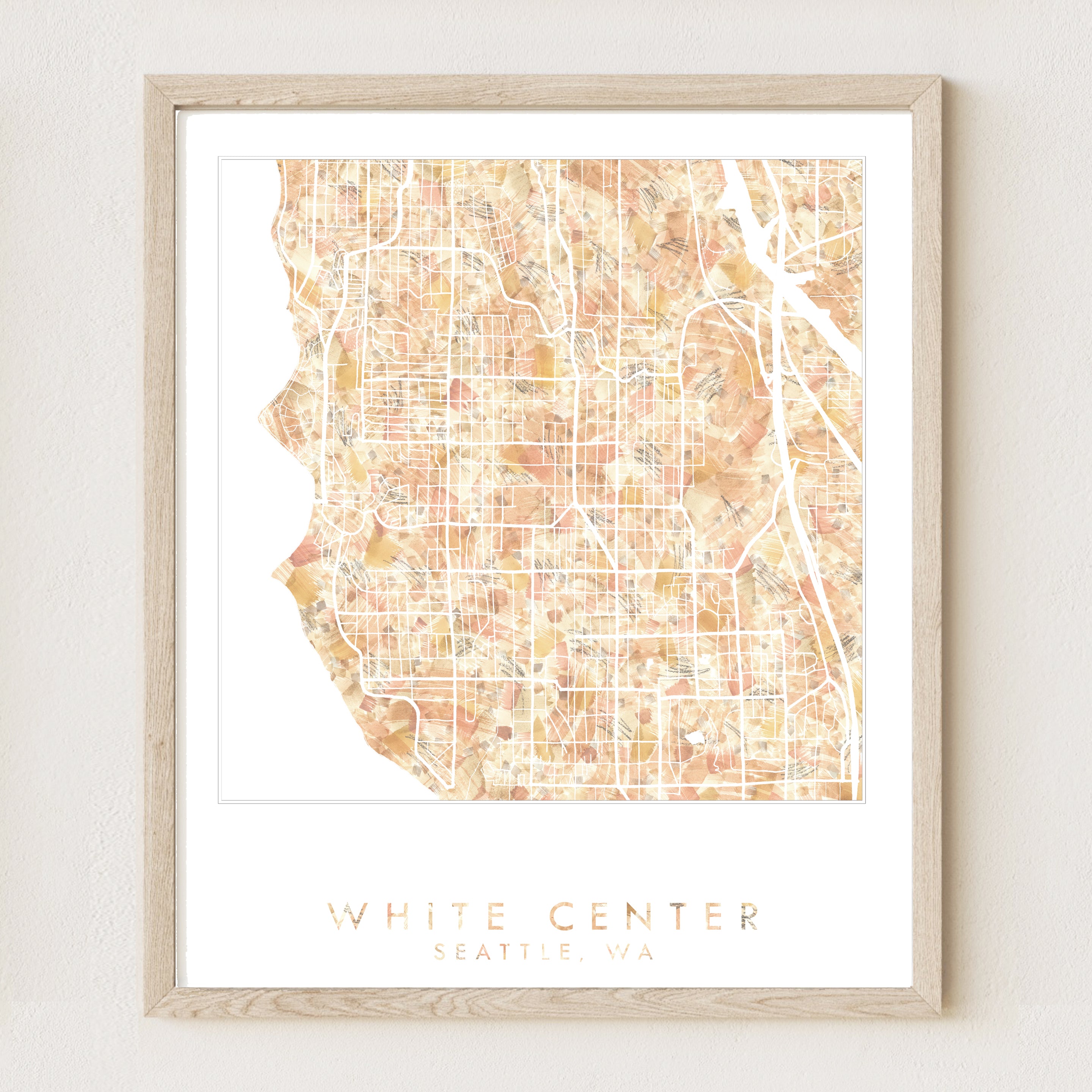 WHITE CENTER Washington Seattle Urban Fabrics City Map: PRINT