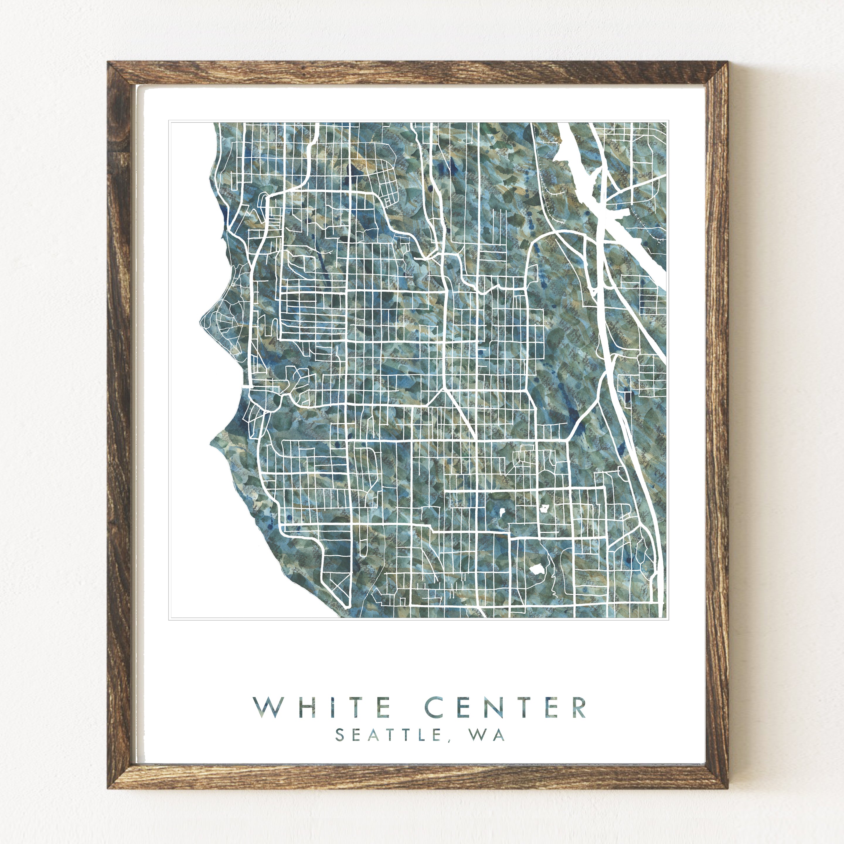 WHITE CENTER Washington Seattle Urban Fabrics City Map: PRINT