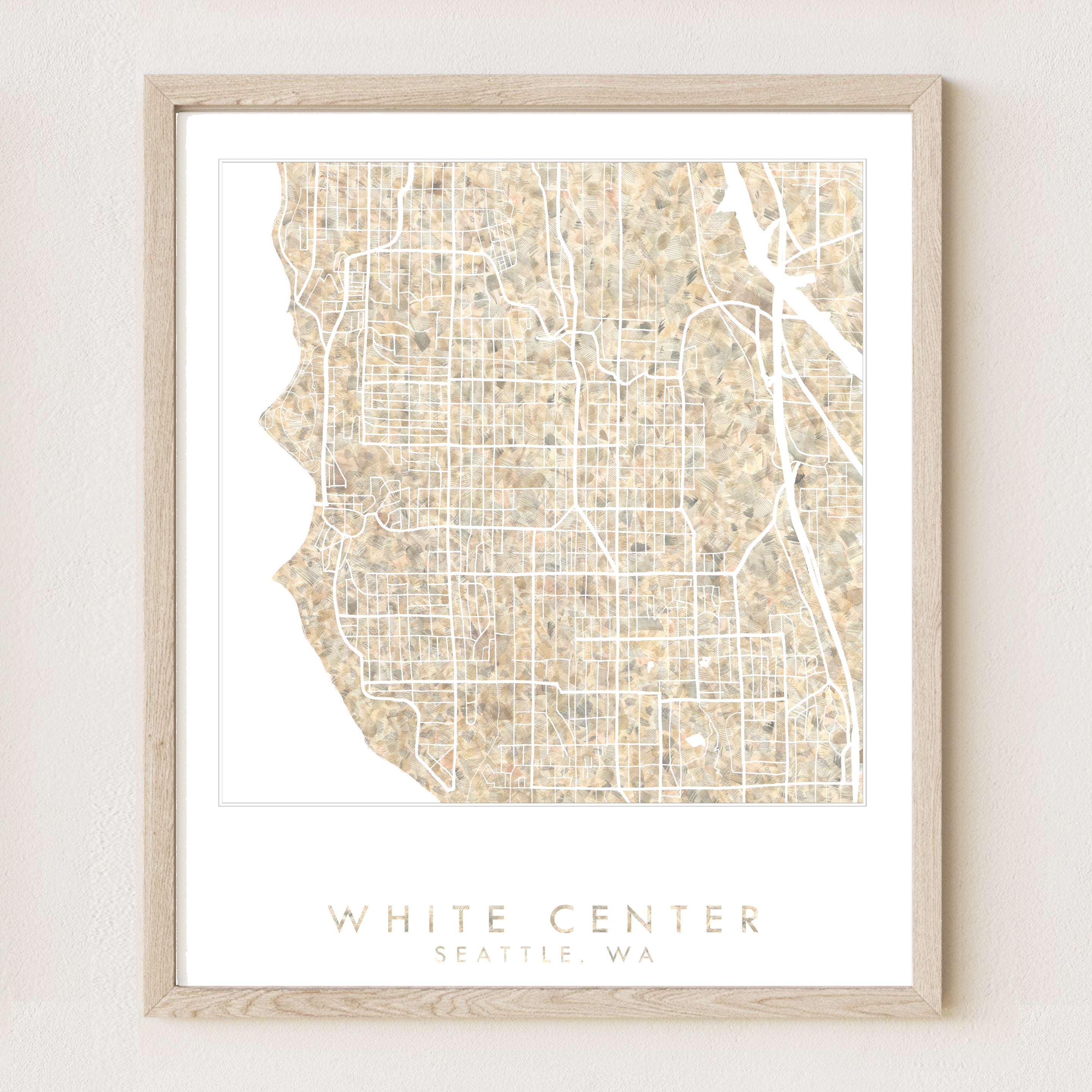 WHITE CENTER Washington Seattle Urban Fabrics City Map: PRINT