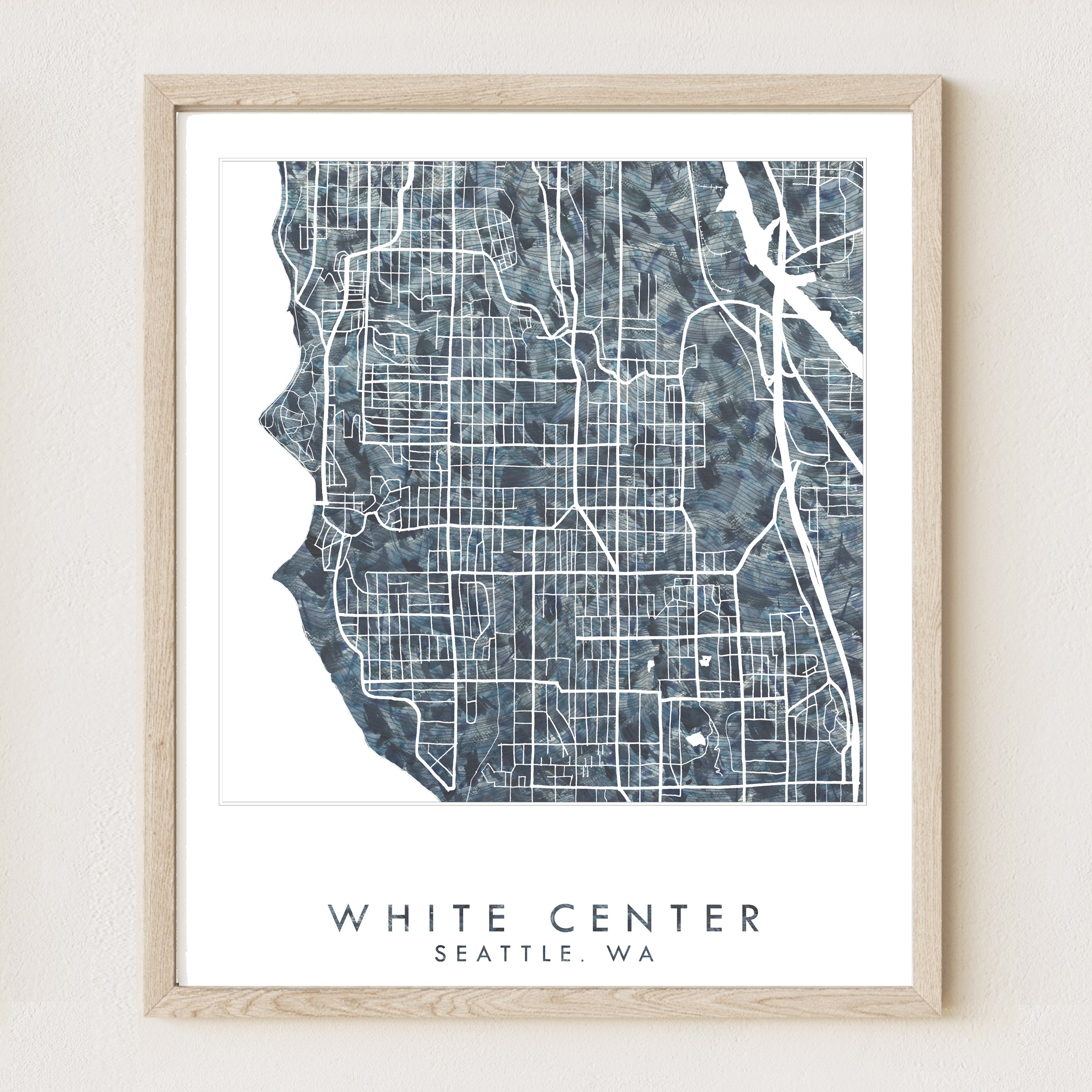 WHITE CENTER Washington Seattle Urban Fabrics City Map: PRINT