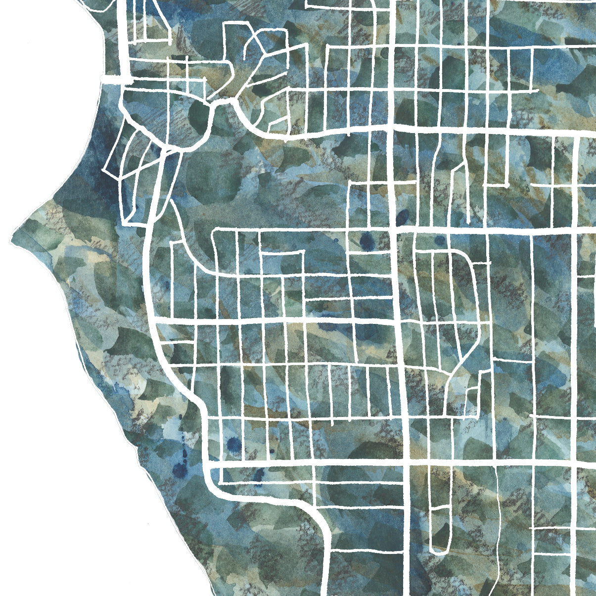 WHITE CENTER Washington Seattle Urban Fabrics City Map: PRINT