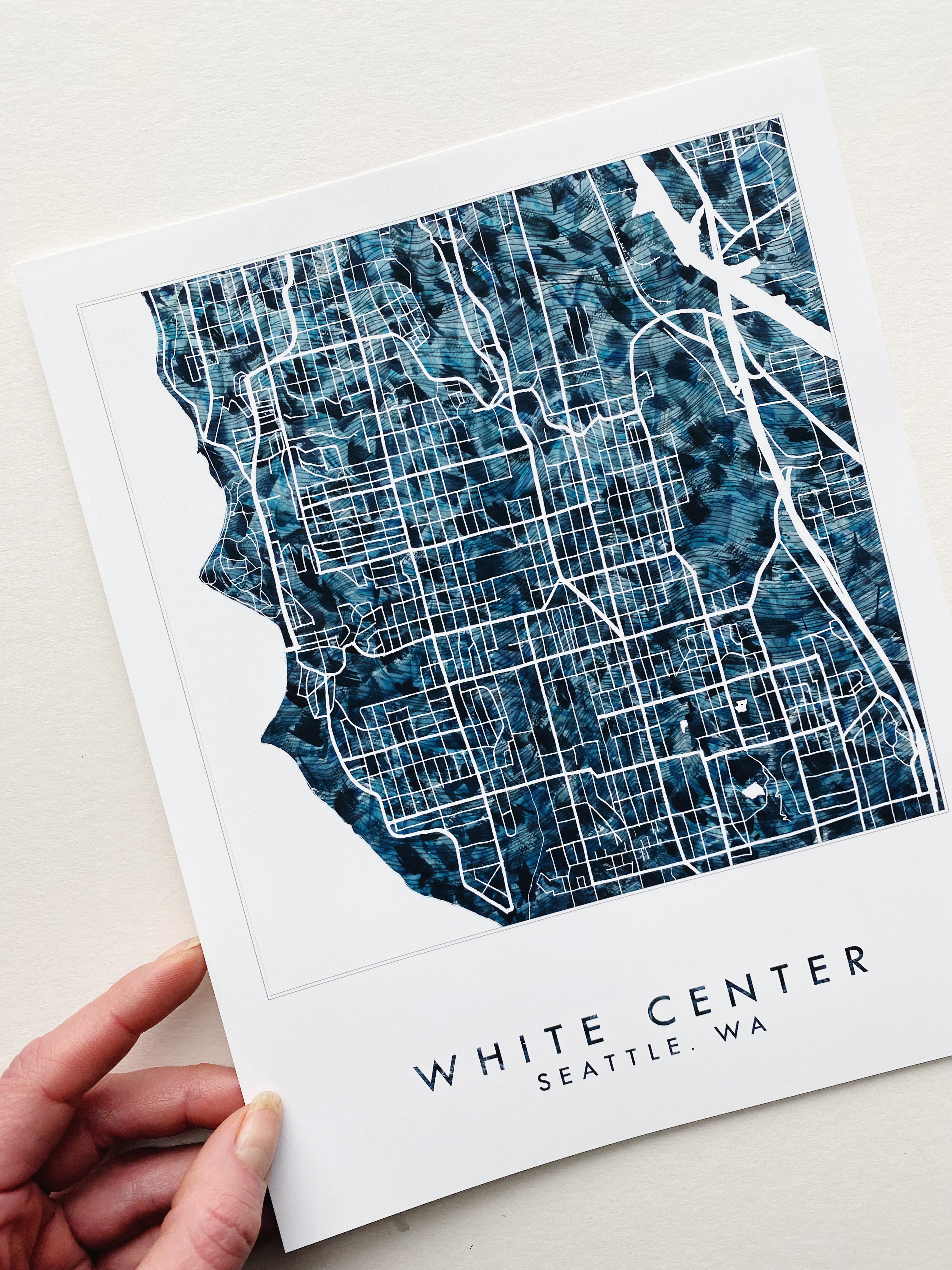 WHITE CENTER Washington Seattle Urban Fabrics City Map: PRINT