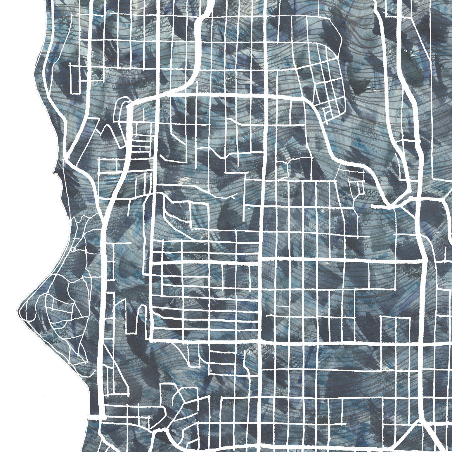 WHITE CENTER Washington Seattle Urban Fabrics City Map: PRINT