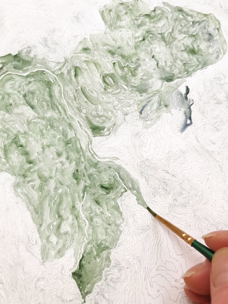 Custom YOUR NATURE SPOT: Topographical Art Map: PRINT: Wholesale Only