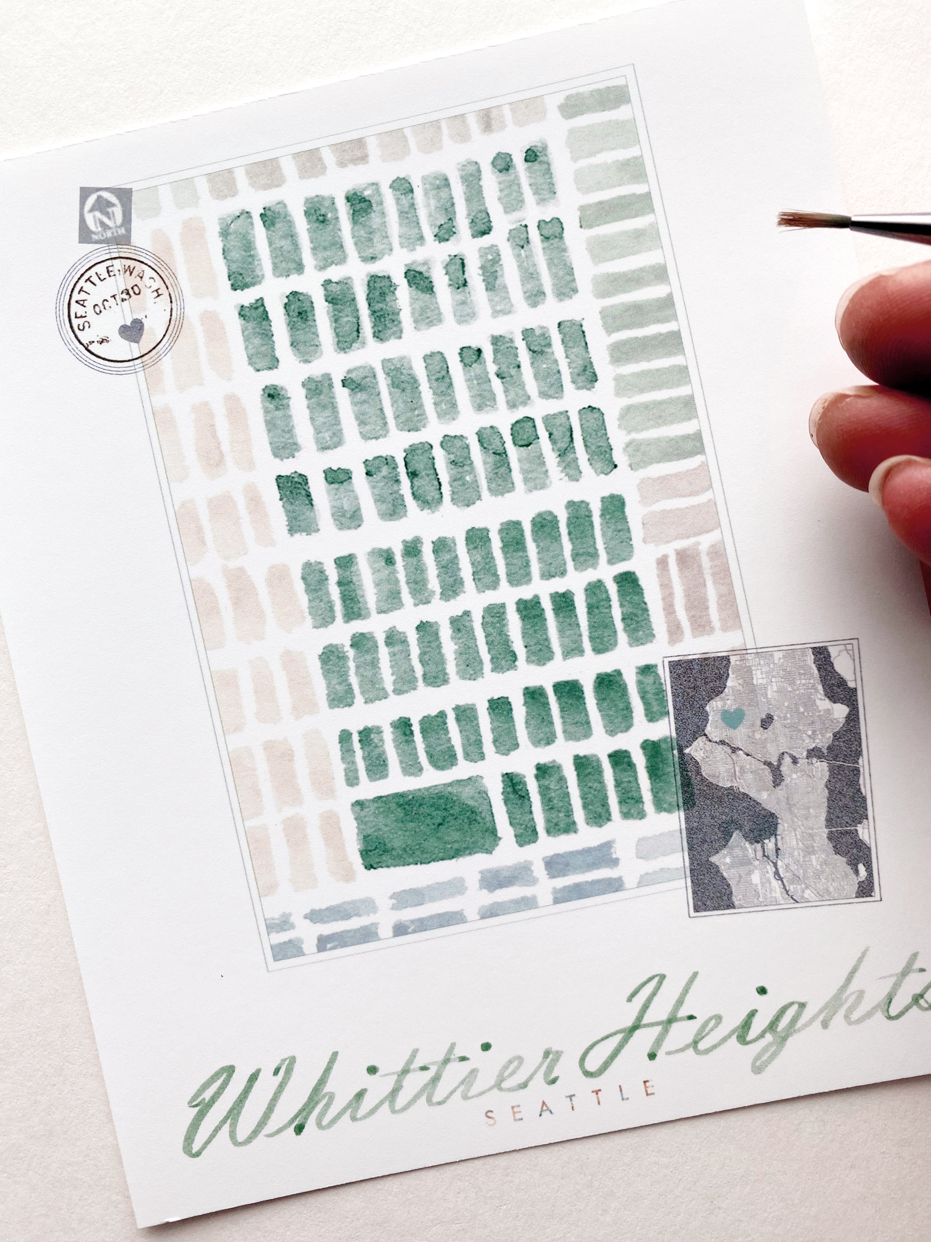 Whittier Heights SEATTLE Neighborhood Watercolor Map: PRINT