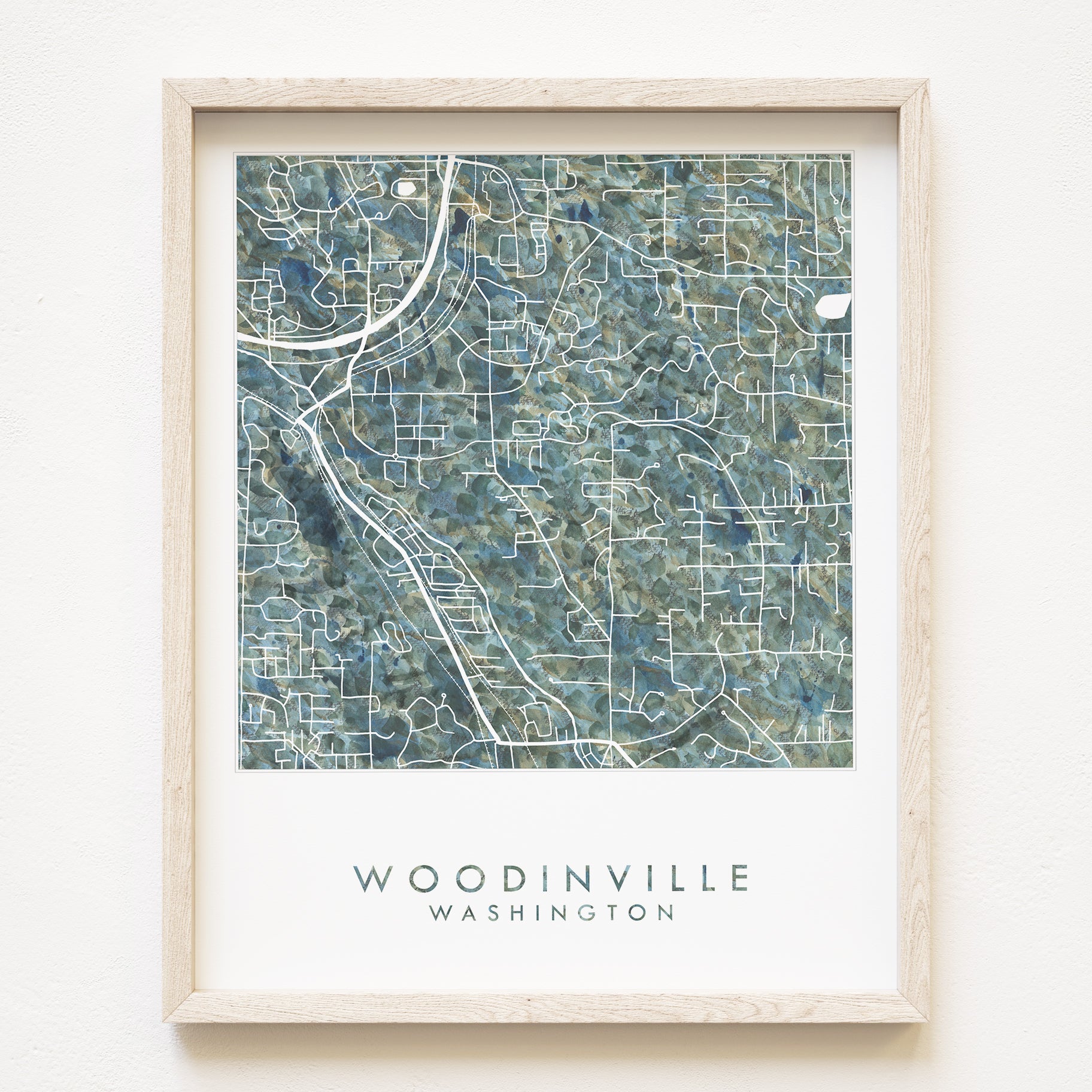 WOODINVILLE Washington Urban Fabrics City Map: PRINT