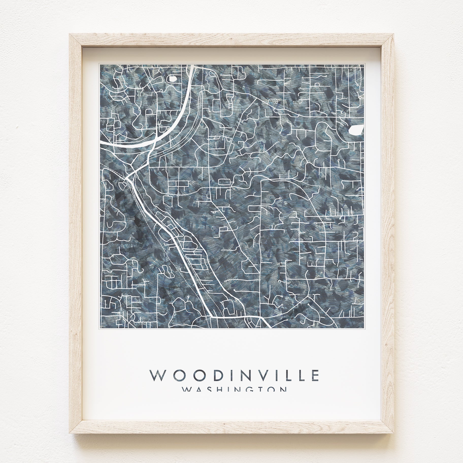 WOODINVILLE Washington Urban Fabrics City Map: PRINT