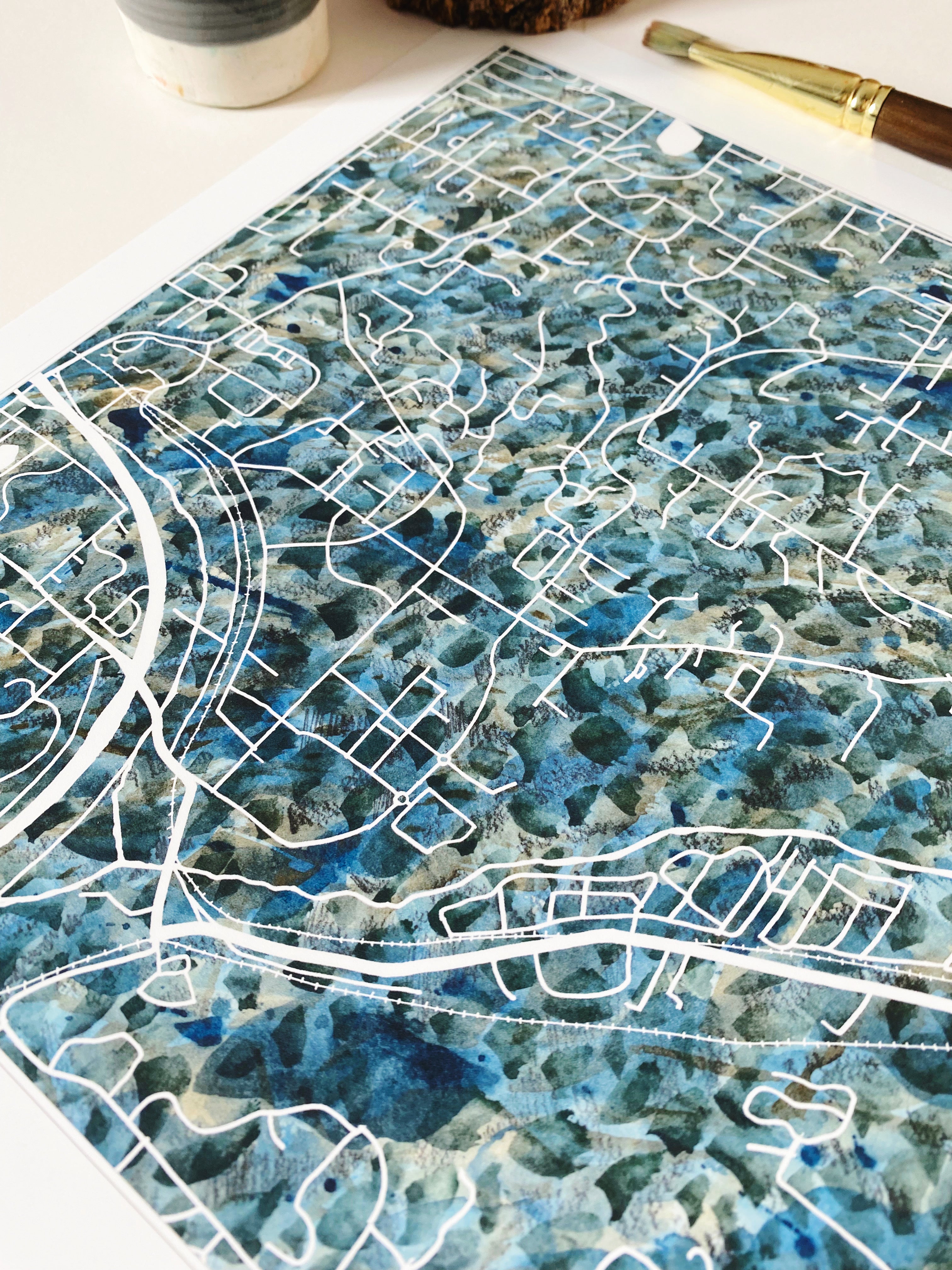 WOODINVILLE Washington Urban Fabrics City Map: PRINT