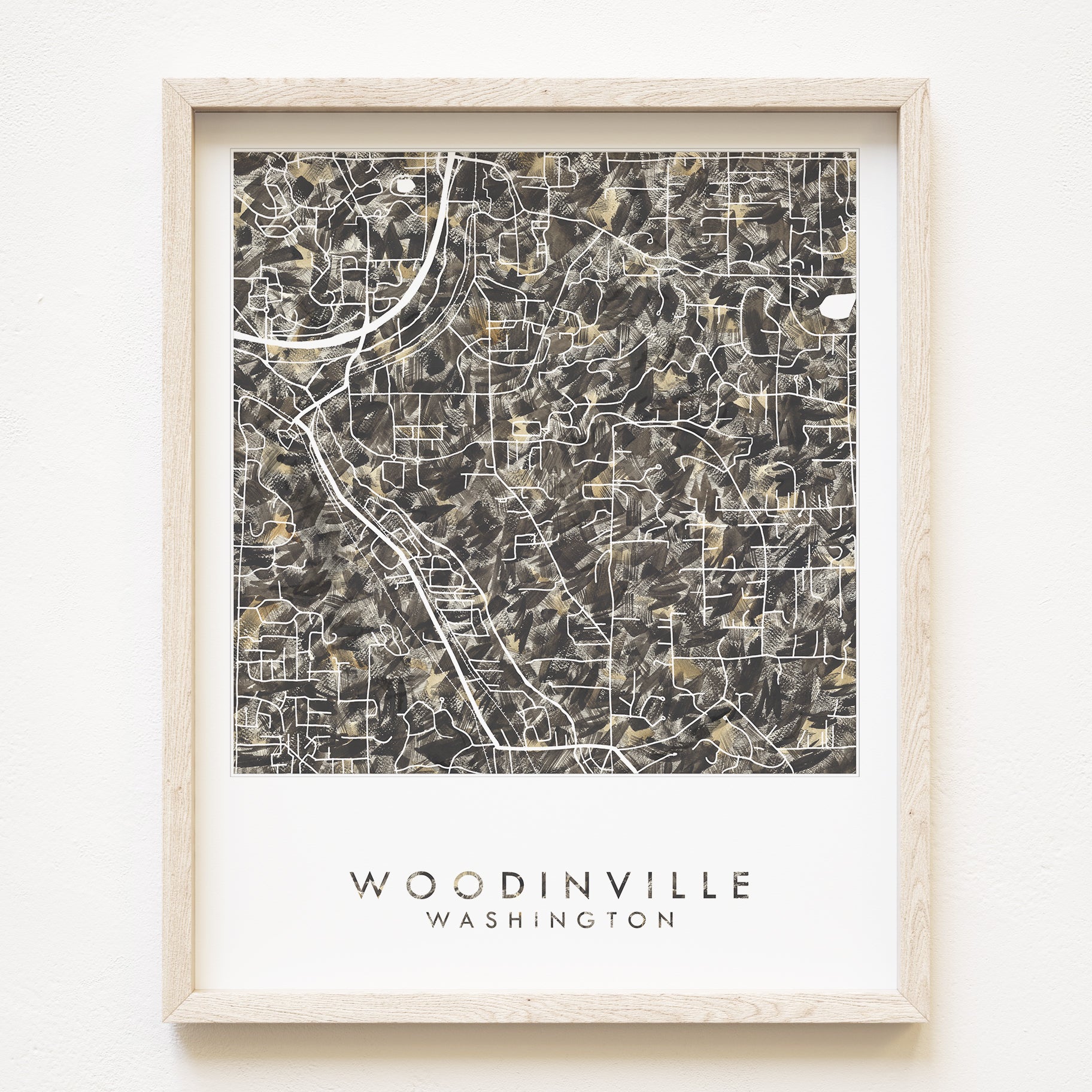 WOODINVILLE Washington Urban Fabrics City Map: PRINT