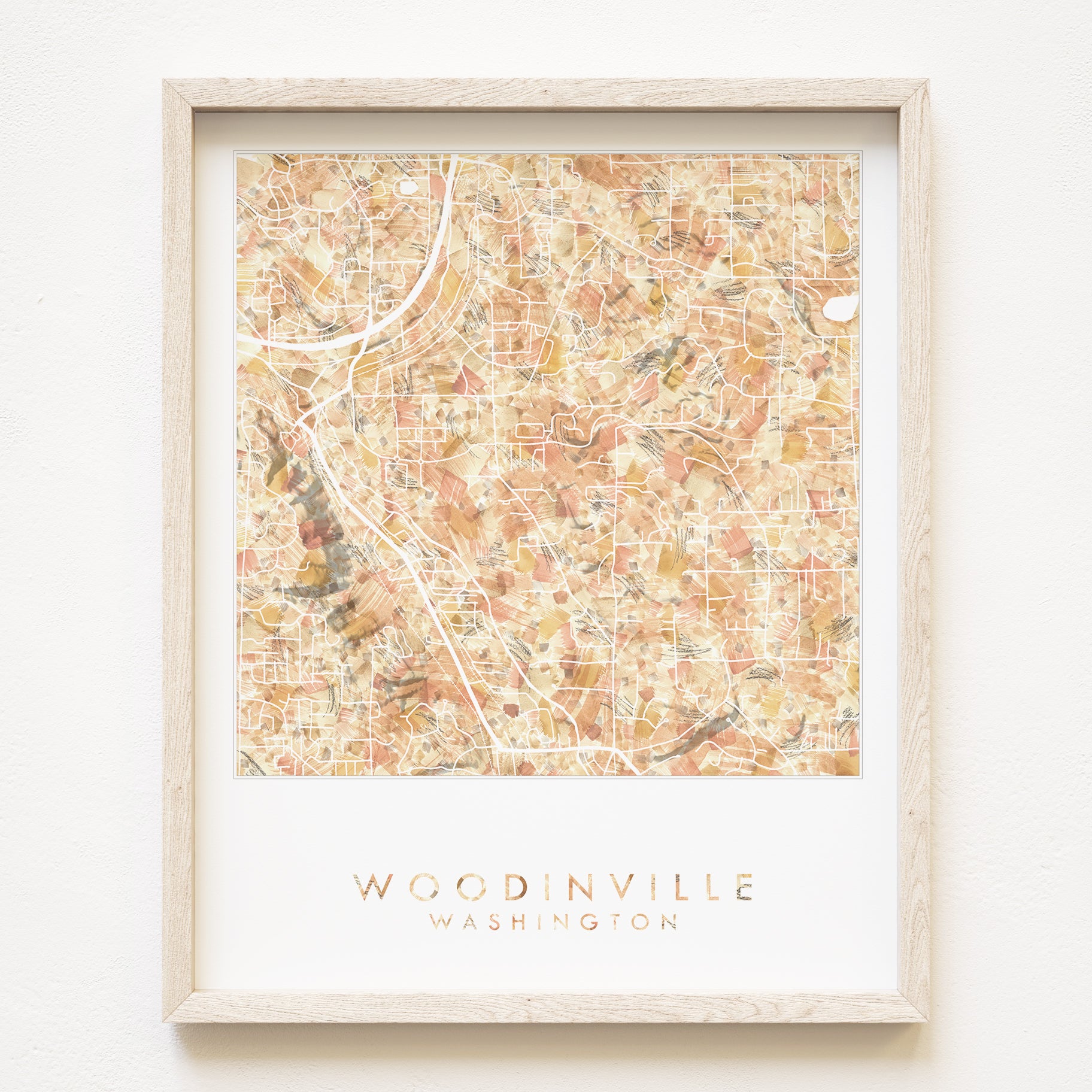 WOODINVILLE Washington Urban Fabrics City Map: PRINT