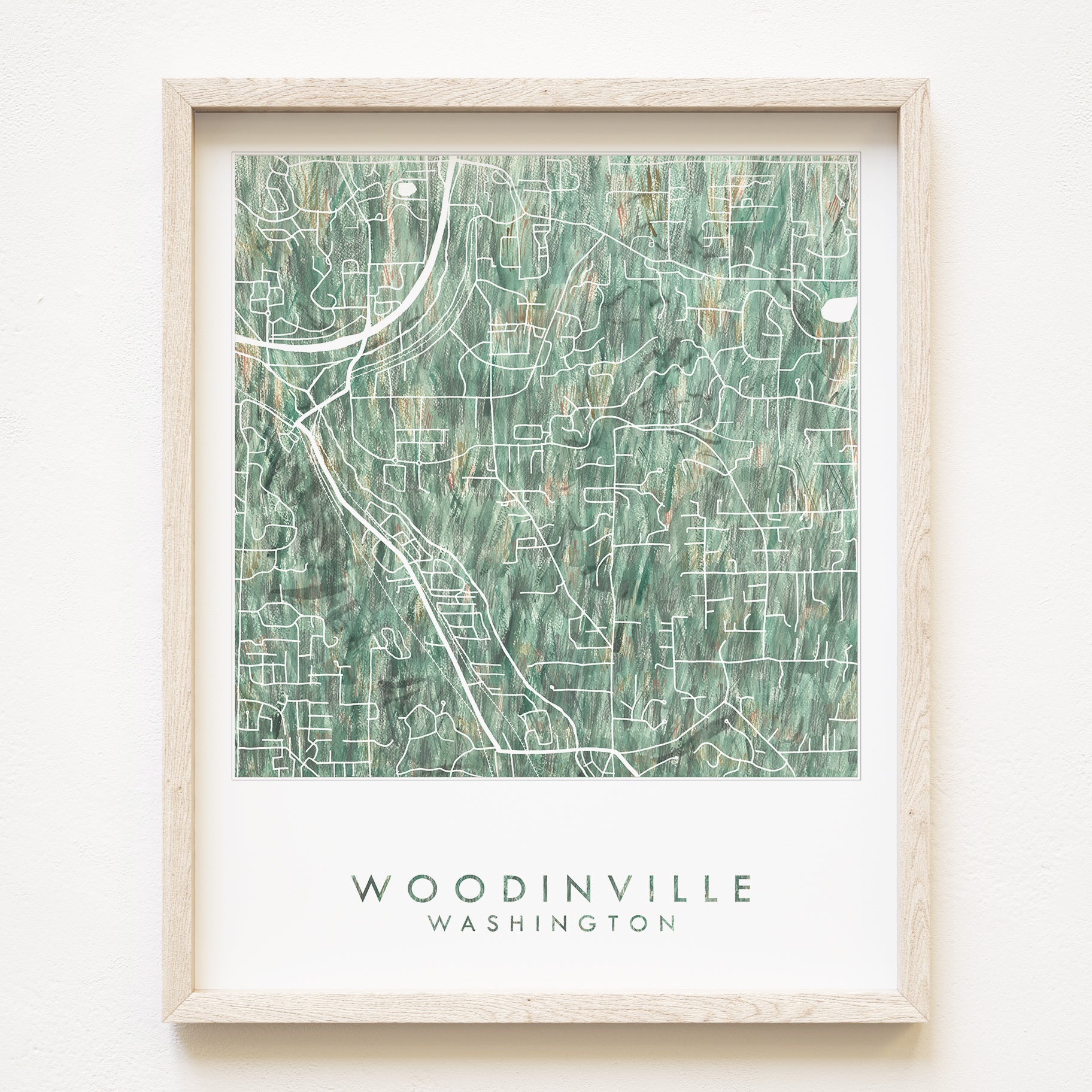 WOODINVILLE Washington Urban Fabrics City Map: PRINT