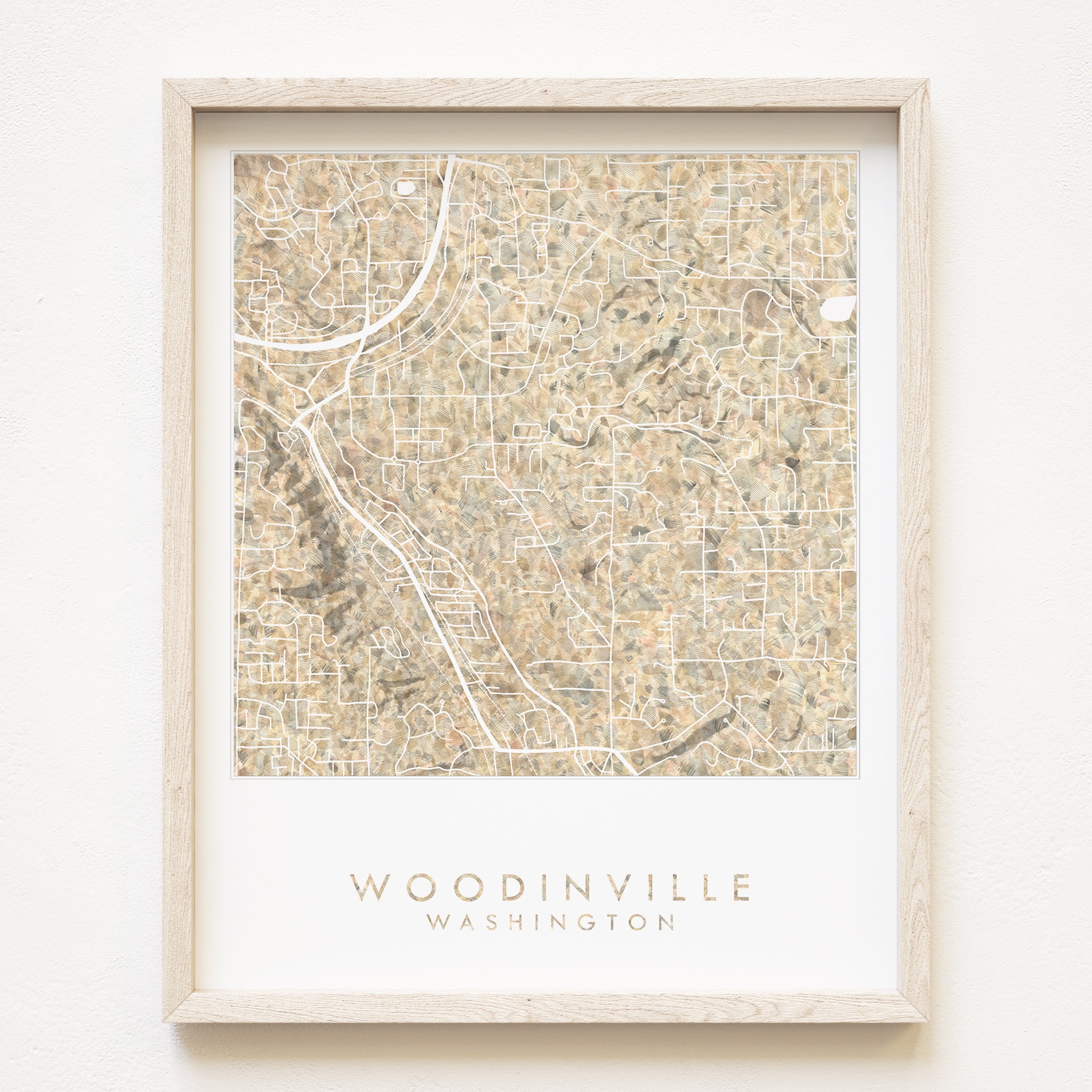 WOODINVILLE Washington Urban Fabrics City Map: PRINT