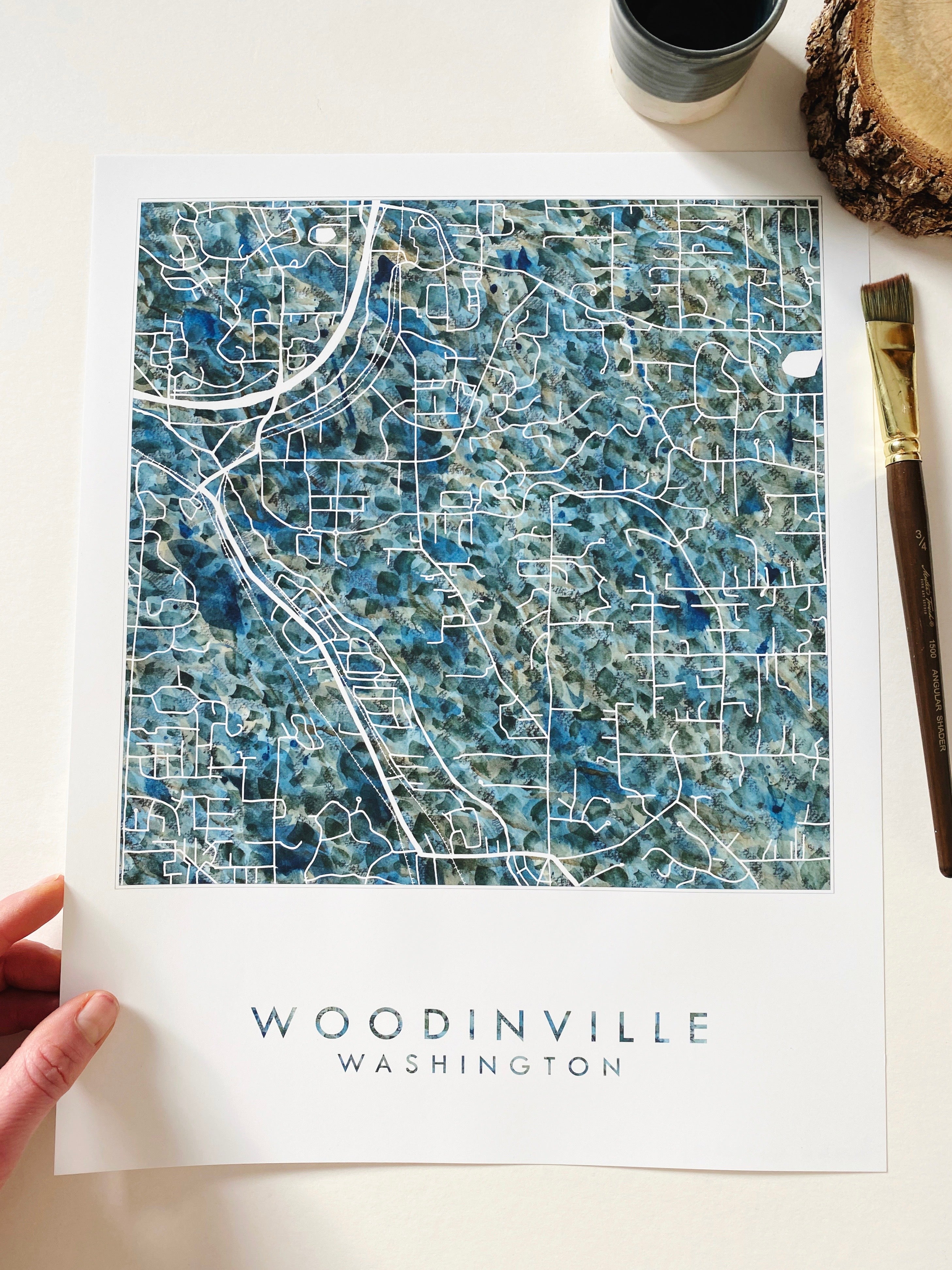 WOODINVILLE Washington Urban Fabrics City Map: PRINT