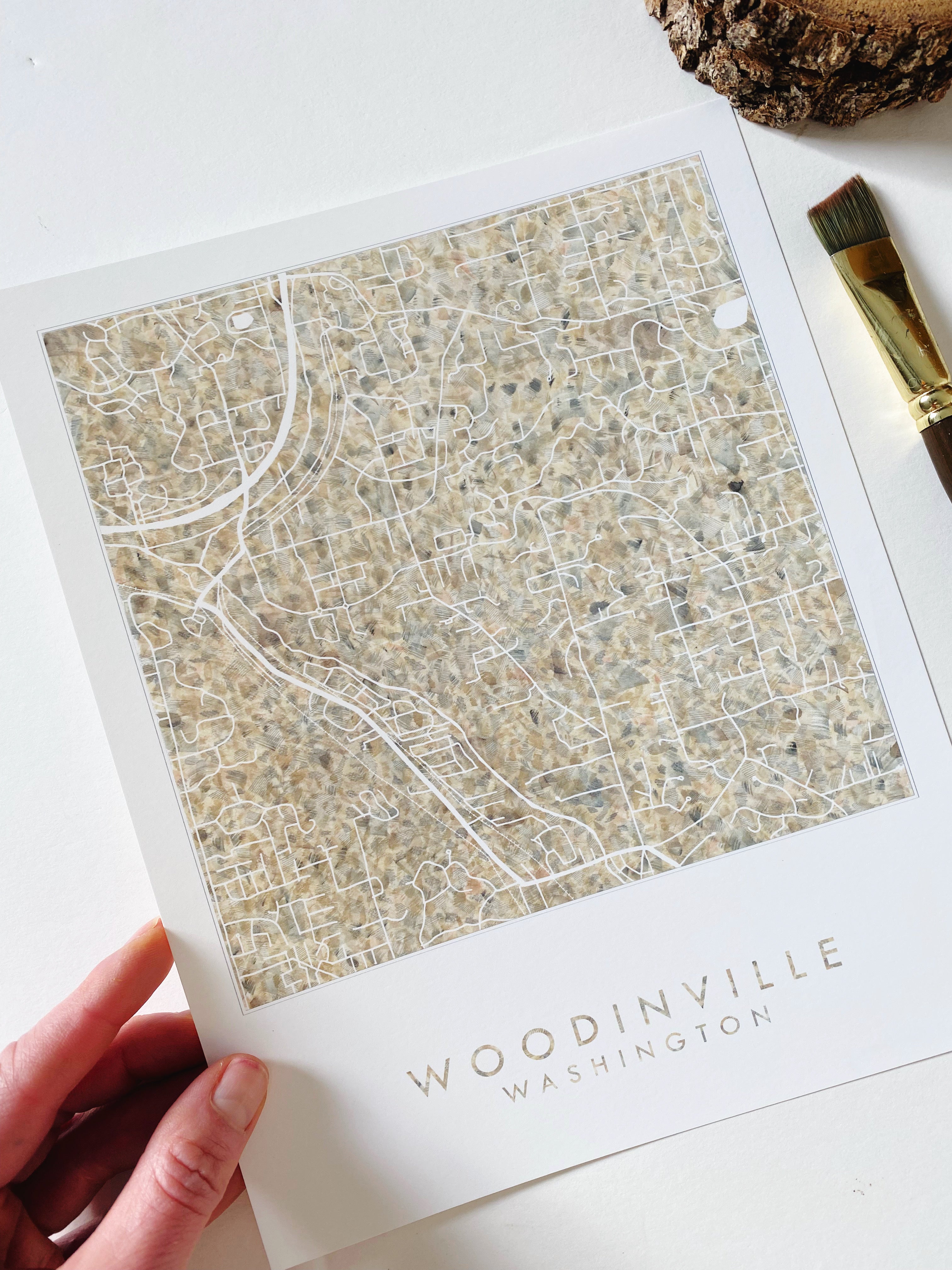 WOODINVILLE Washington Urban Fabrics City Map: PRINT