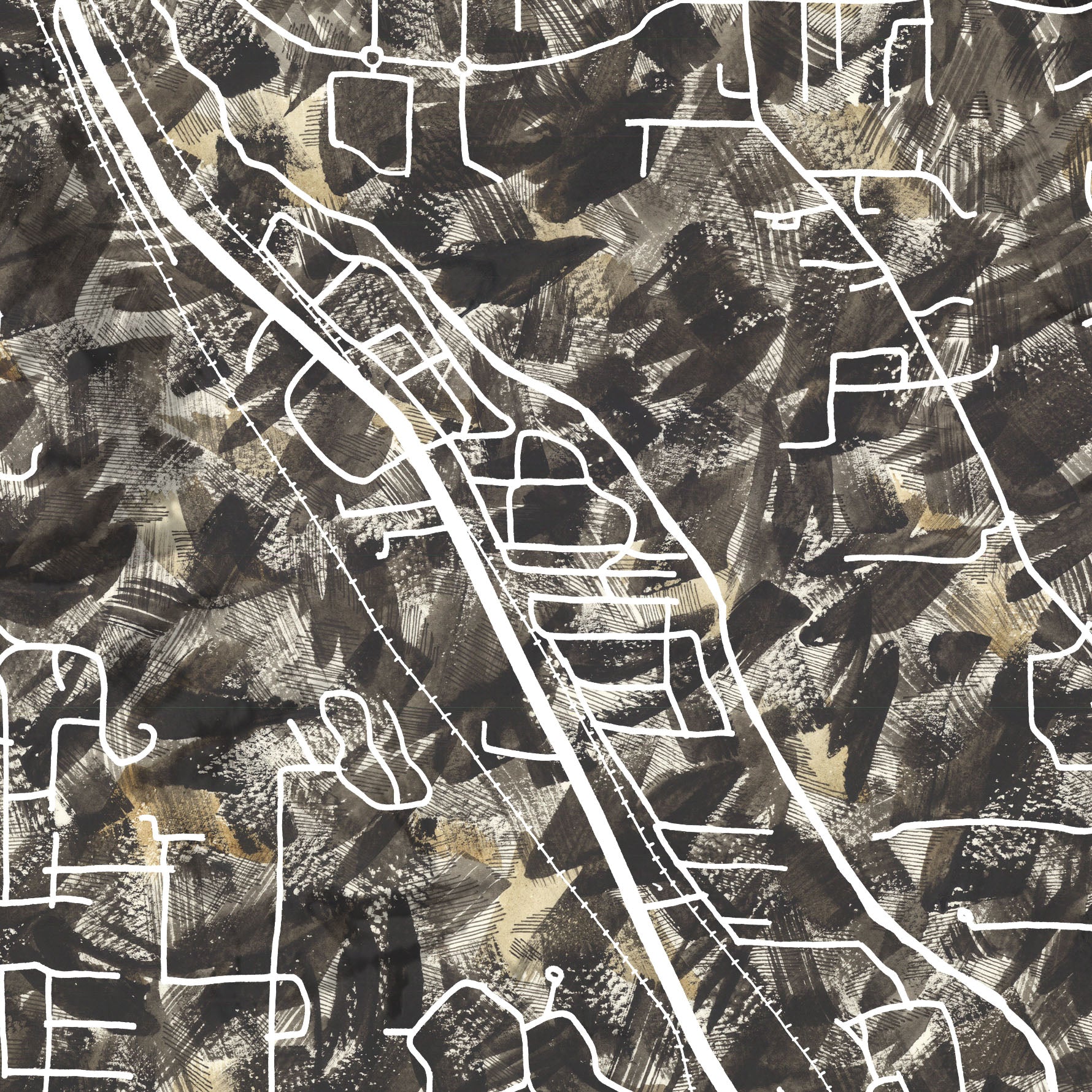 WOODINVILLE Washington Urban Fabrics City Map: PRINT