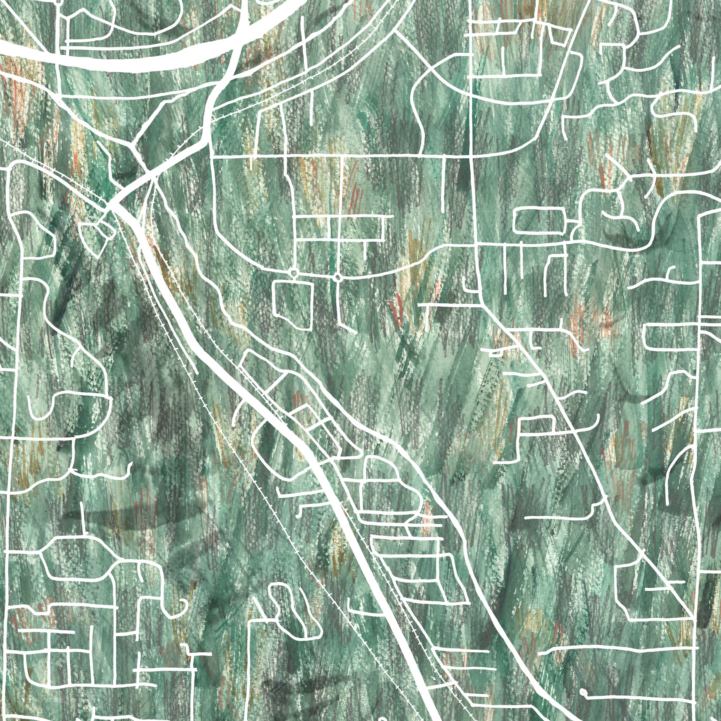 WOODINVILLE Washington Urban Fabrics City Map: PRINT