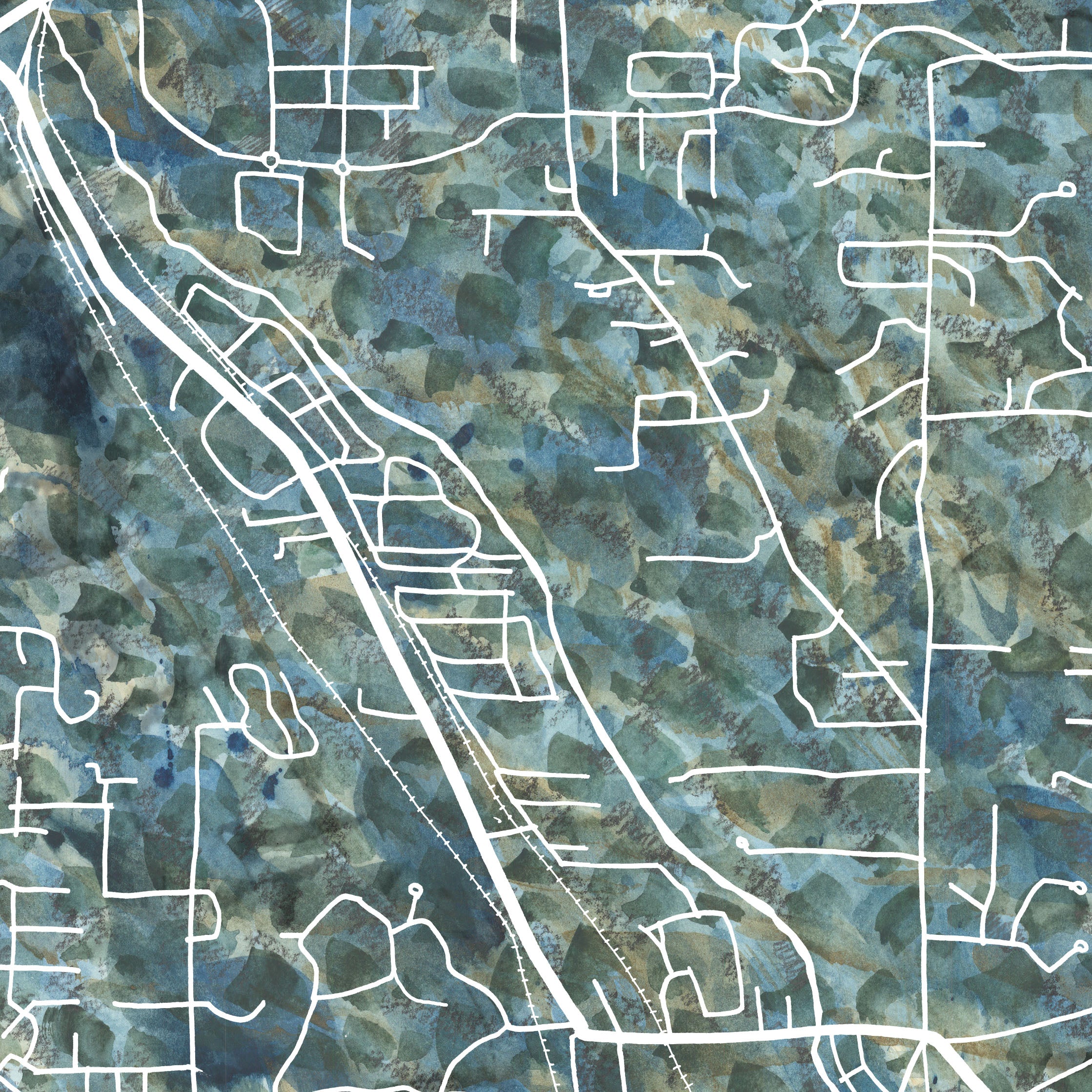 WOODINVILLE Washington Urban Fabrics City Map: PRINT