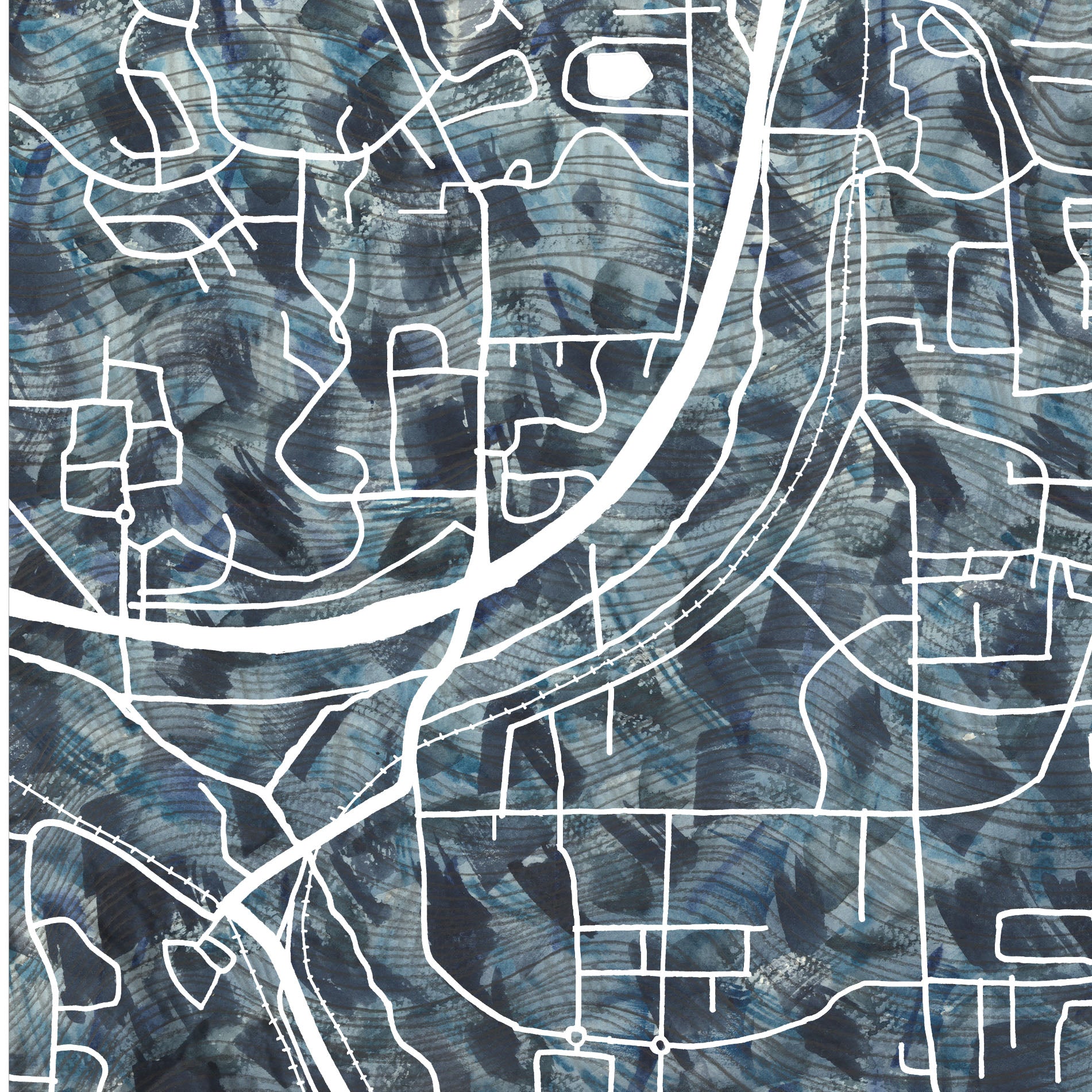 WOODINVILLE Washington Urban Fabrics City Map: PRINT