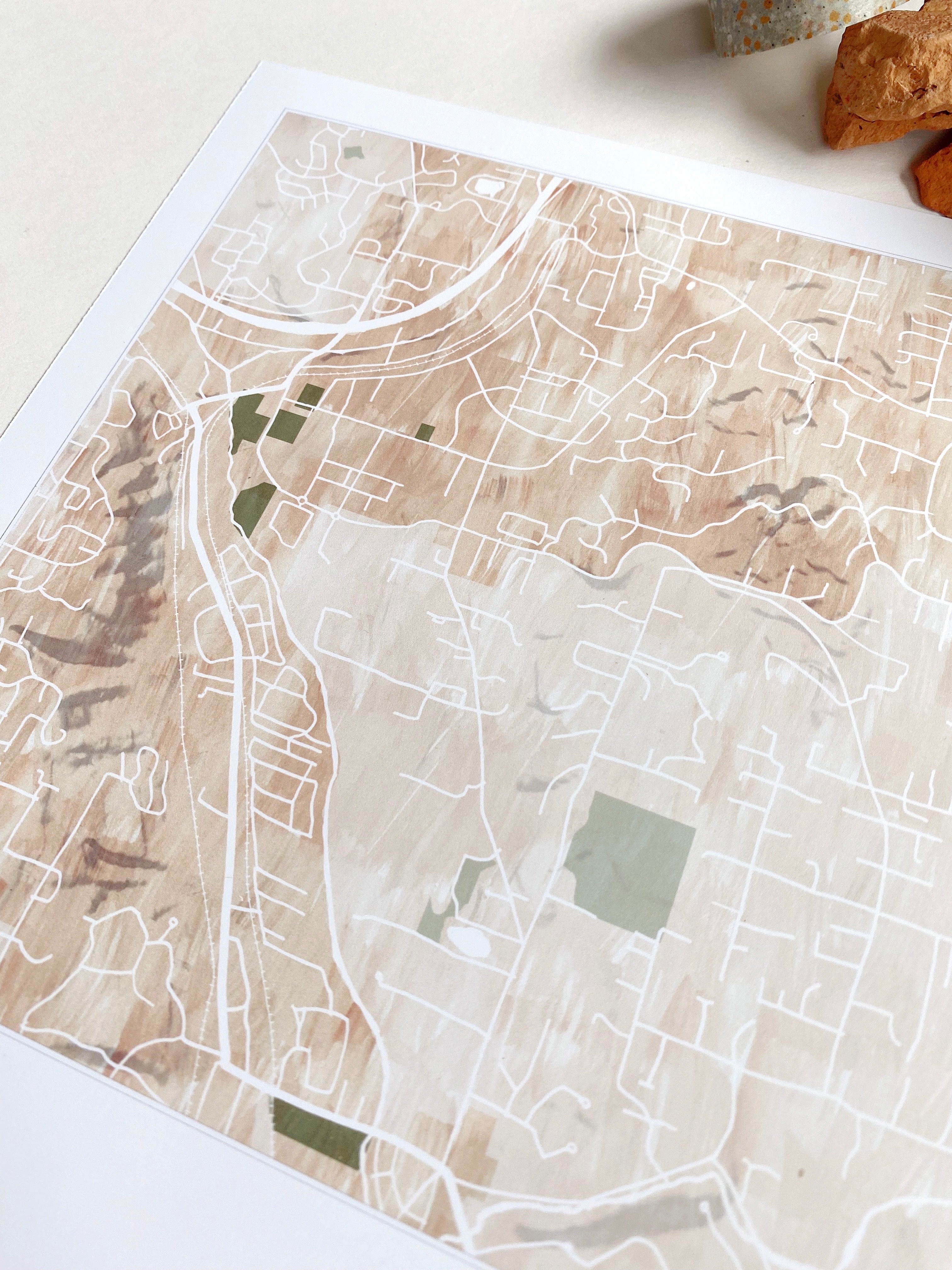 WOODINVILLE Washington Watercolor Wash Map: PRINT