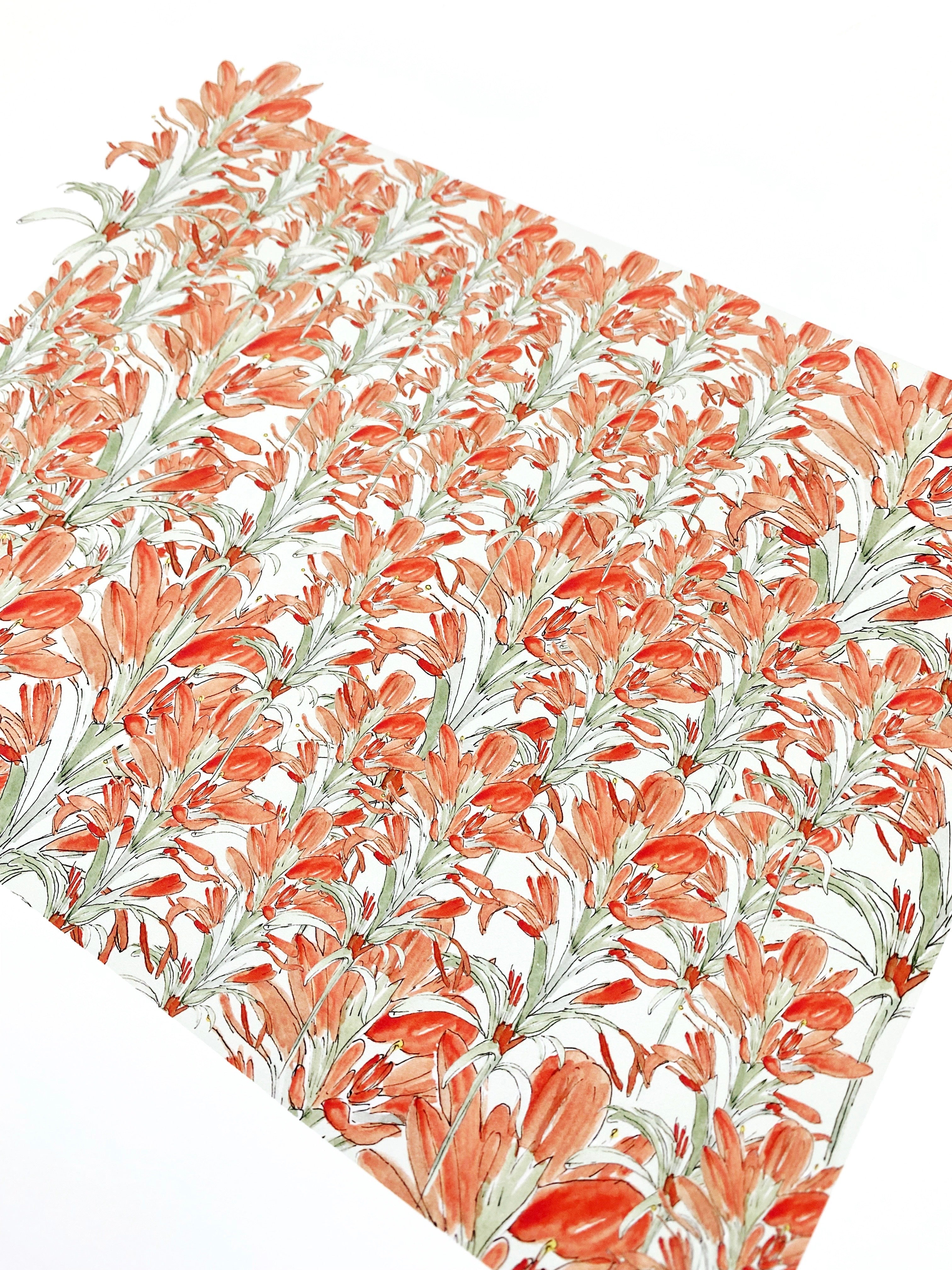 WYOMING State Flower Map: Scarlet Paintbrush: PRINT