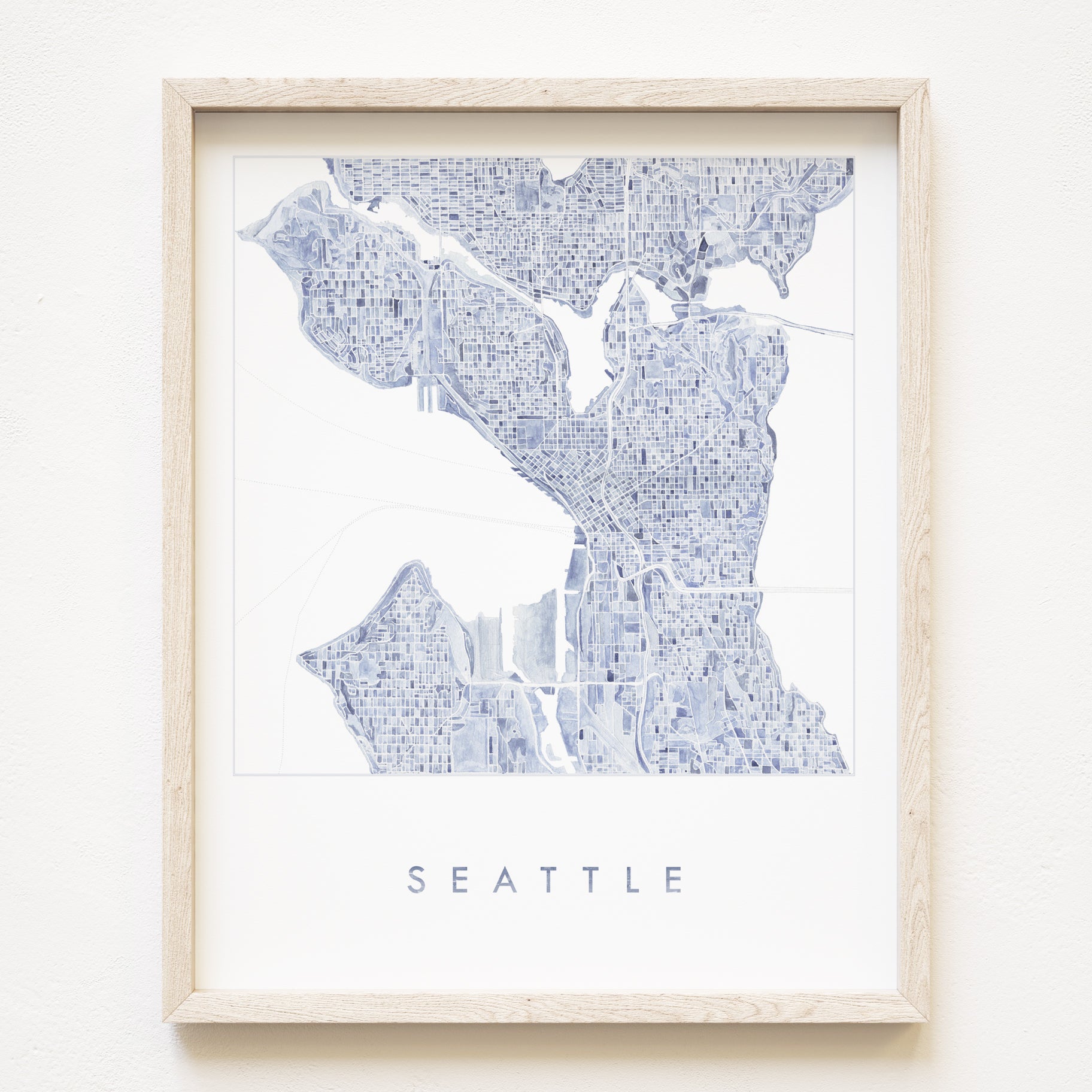 SEATTLE Watercolor City Blocks Map: PRINT