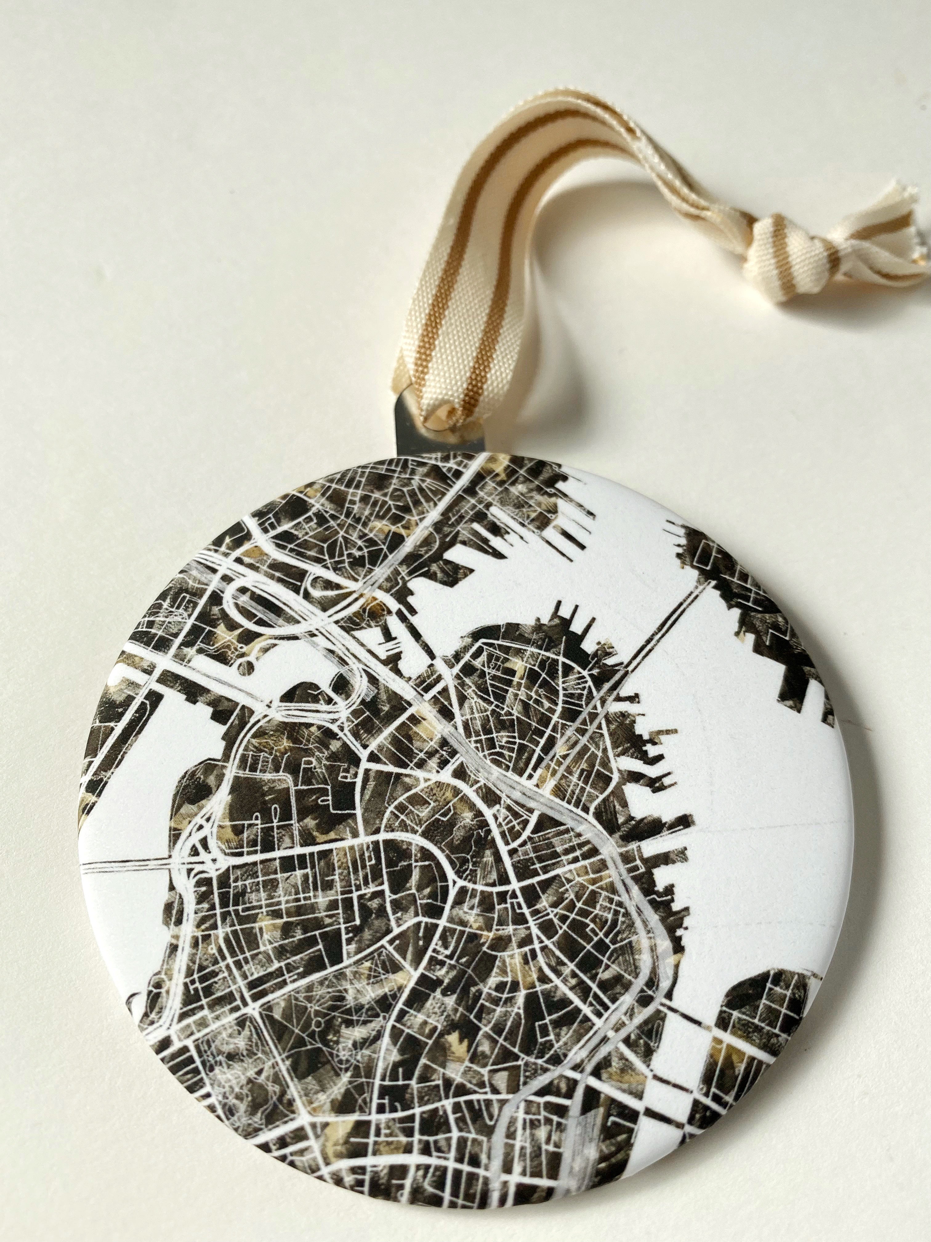 BOSTON Massachusetts Watercolor Map: ORNAMENT