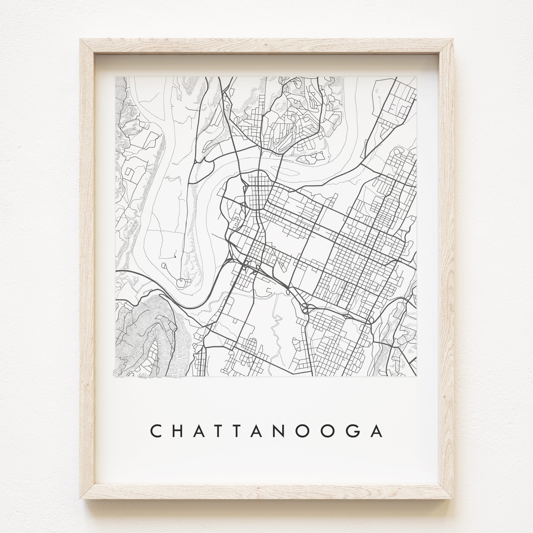CHATTANOOGA City Lines Map: PRINT