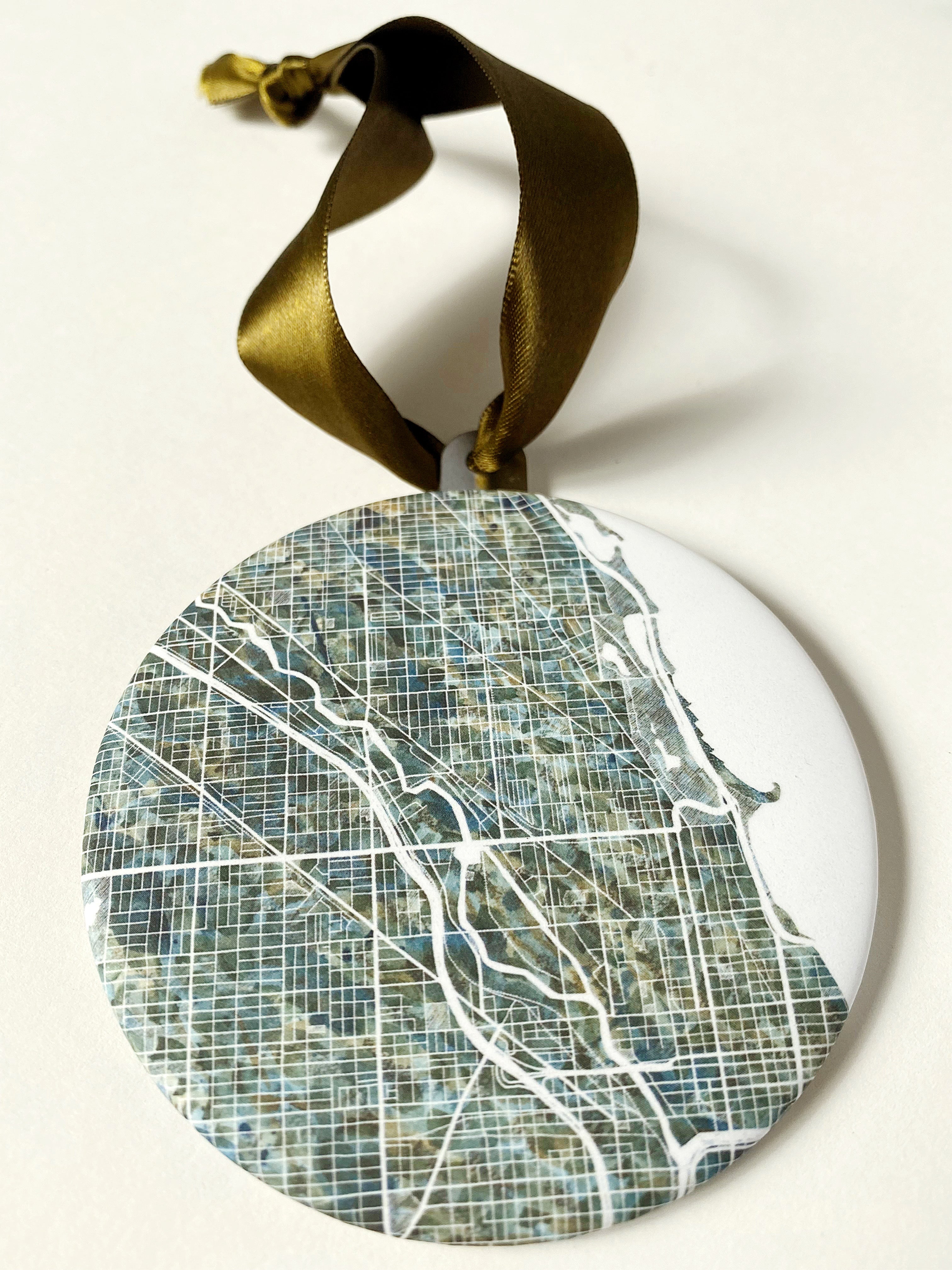 CHICAGO Illinois Watercolor Map: ORNAMENT