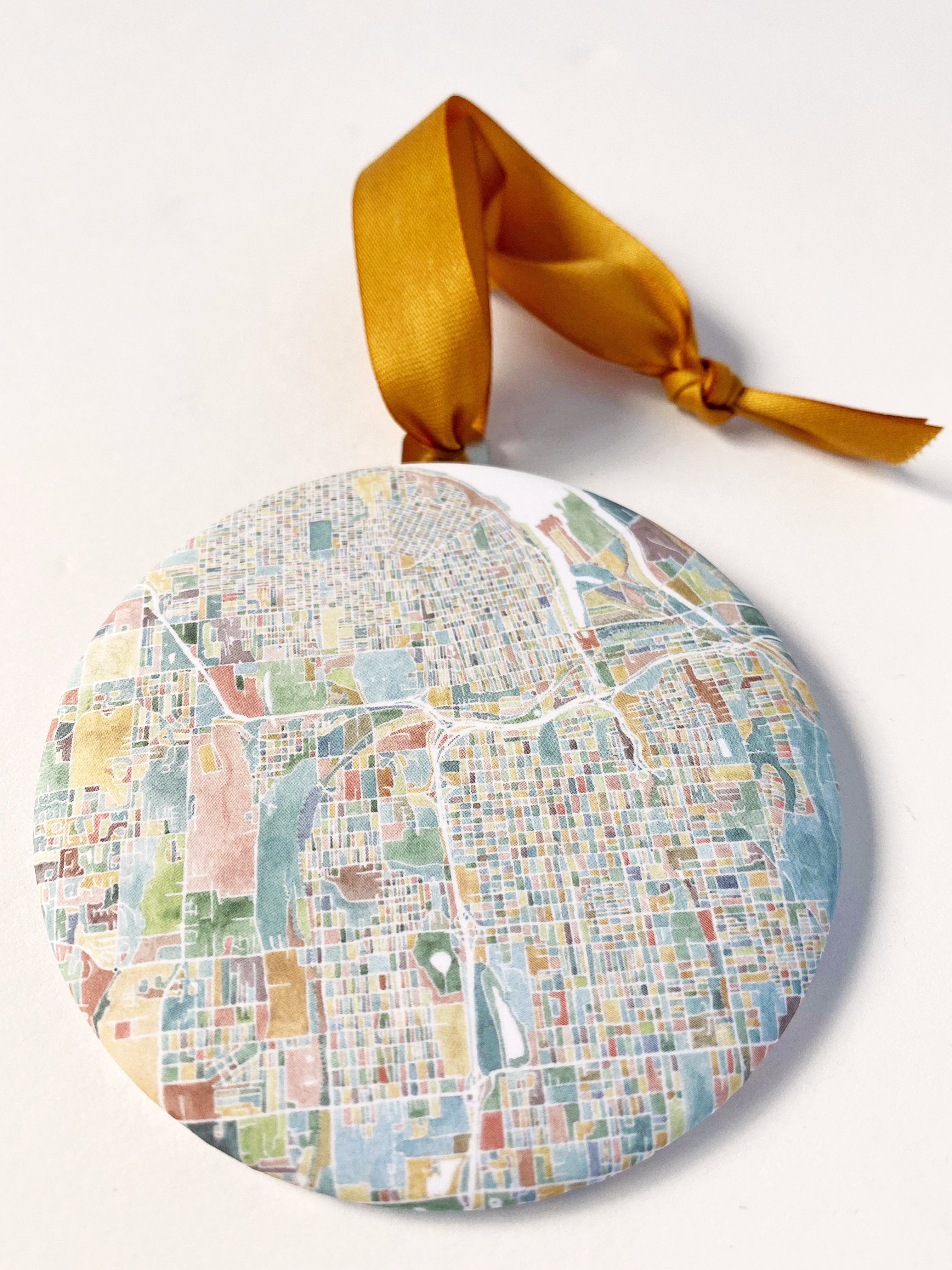 Customize YOUR CITY/PLACE Art Map: ORNAMENT: Wholesale Only