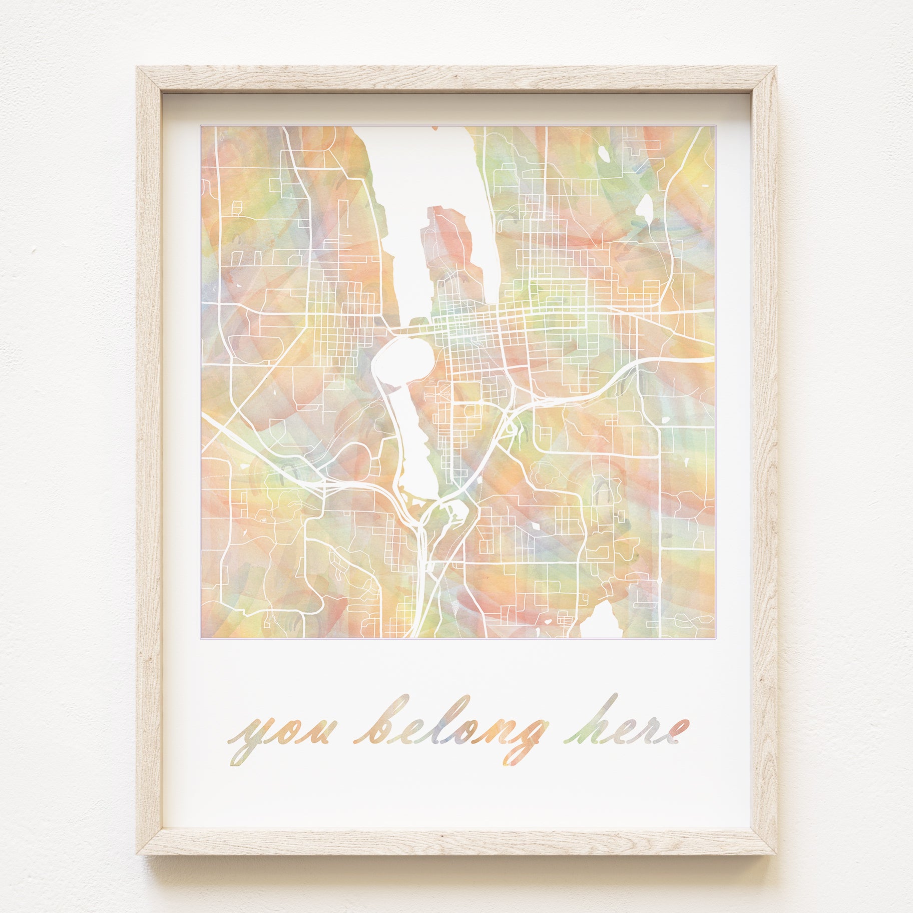Downtown OLYMPIA Pride Rainbow Watercolor Map: PRINT