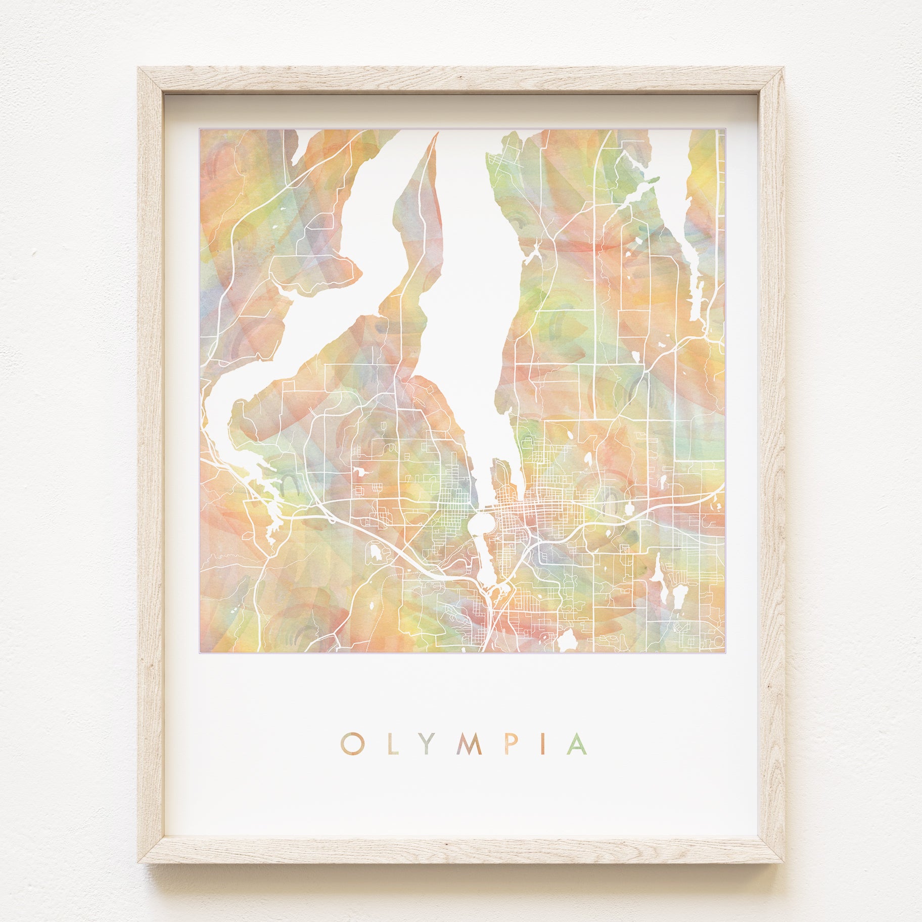 Greater OLYMPIA Pride Rainbow Watercolor Map: PRINT
