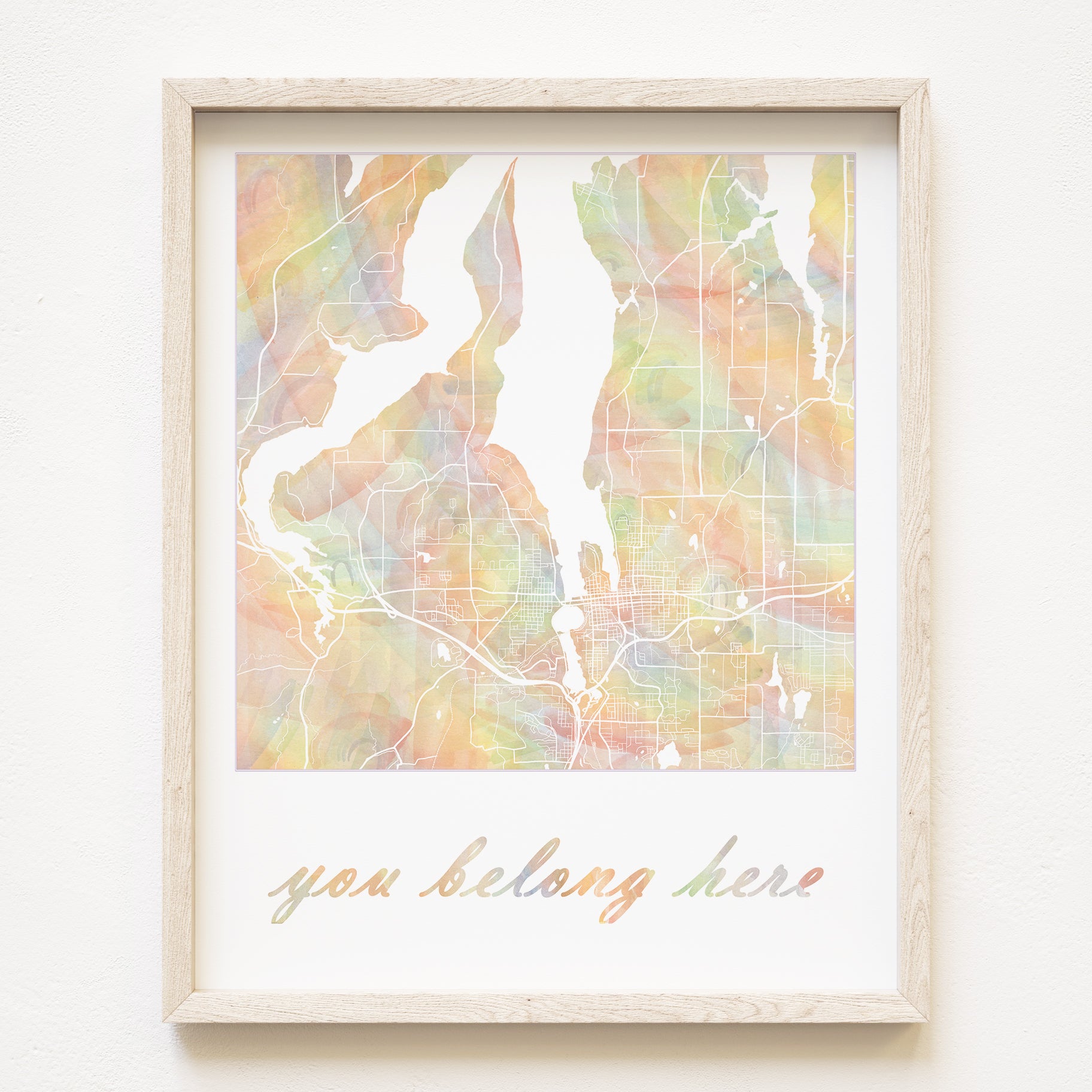 Greater OLYMPIA Pride Rainbow Watercolor Map: PRINT