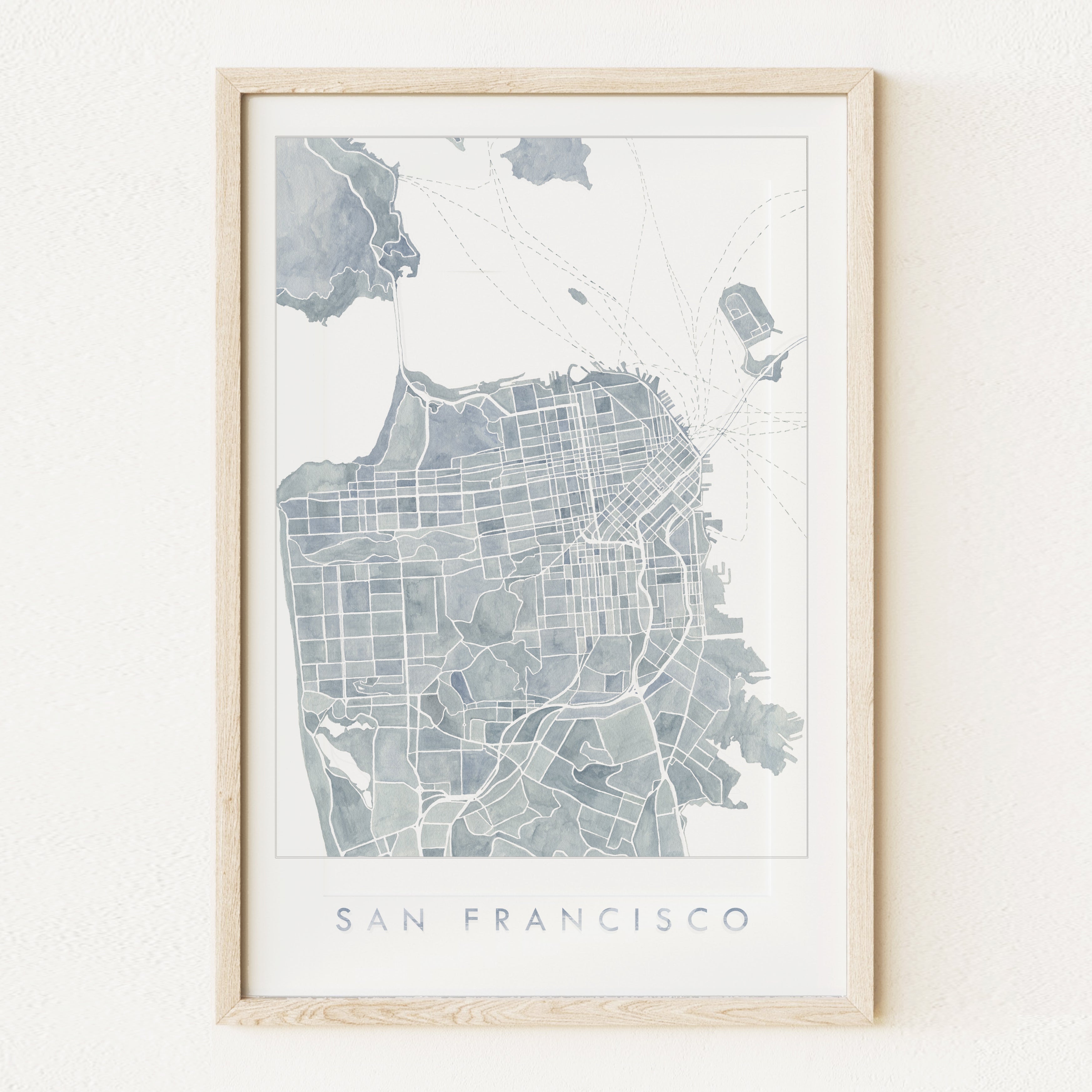 Greater SAN FRANCISCO Watercolor City Blocks Map: PRINT