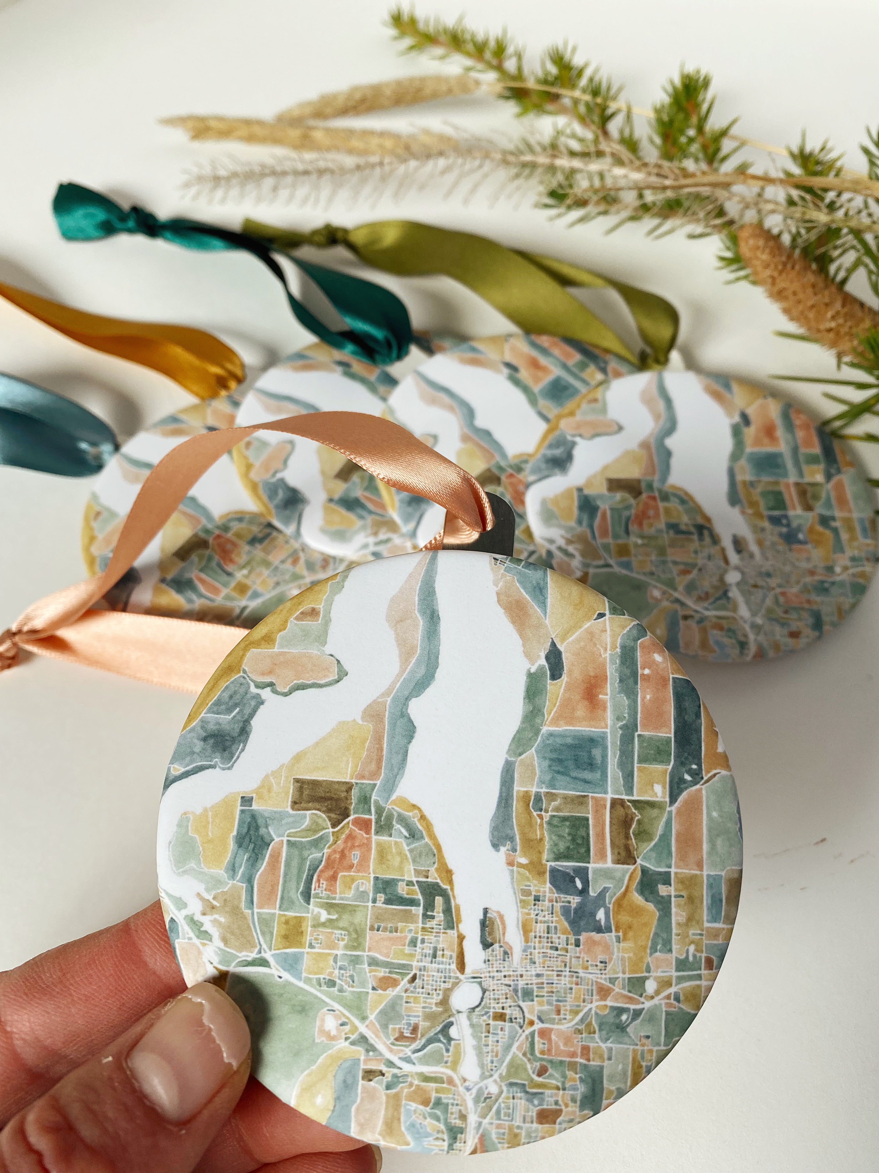 Customize YOUR CITY/PLACE Art Map: ORNAMENT: Wholesale Only