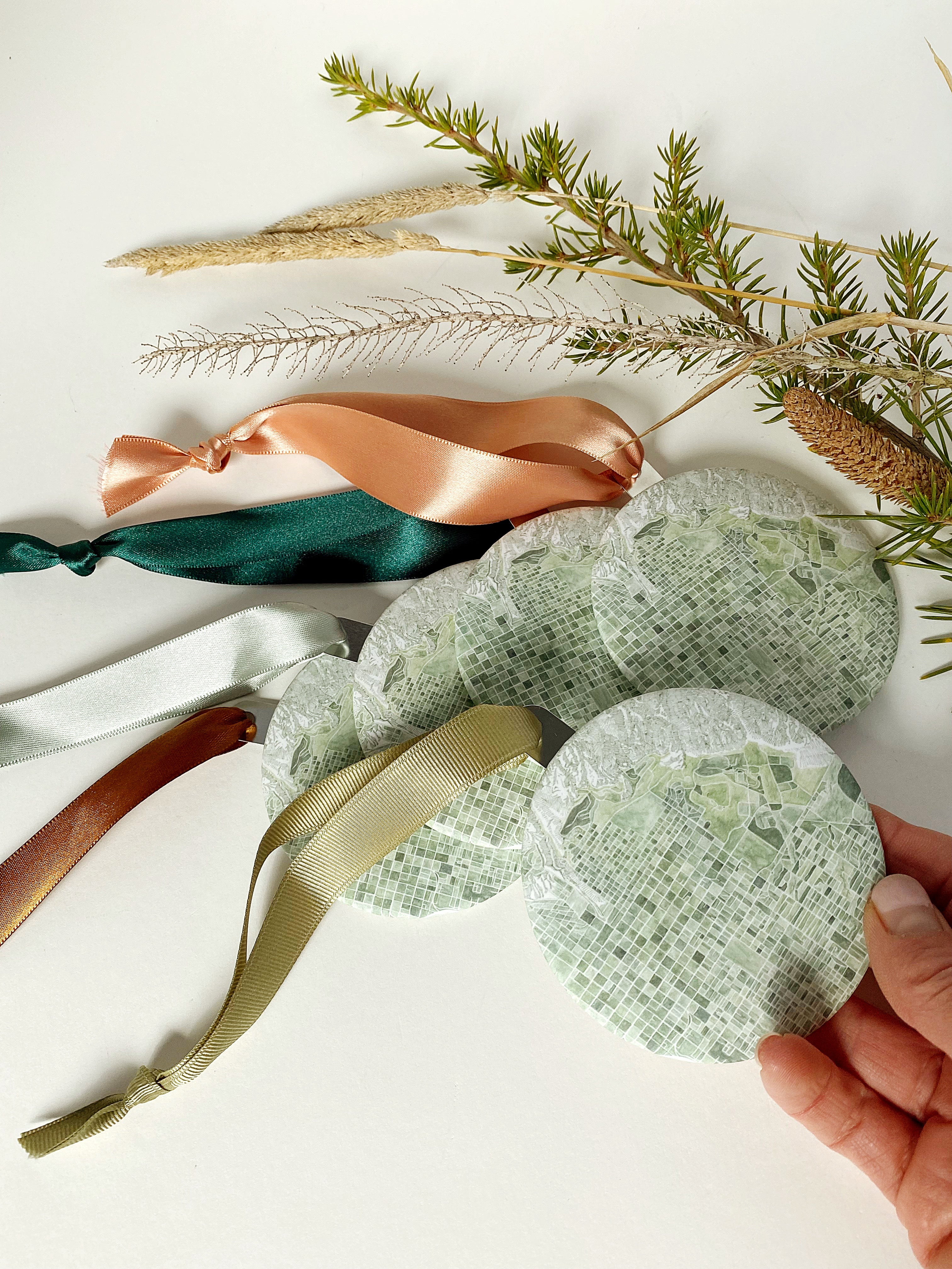 Customize YOUR CITY/PLACE Art Map: ORNAMENT: Wholesale Only