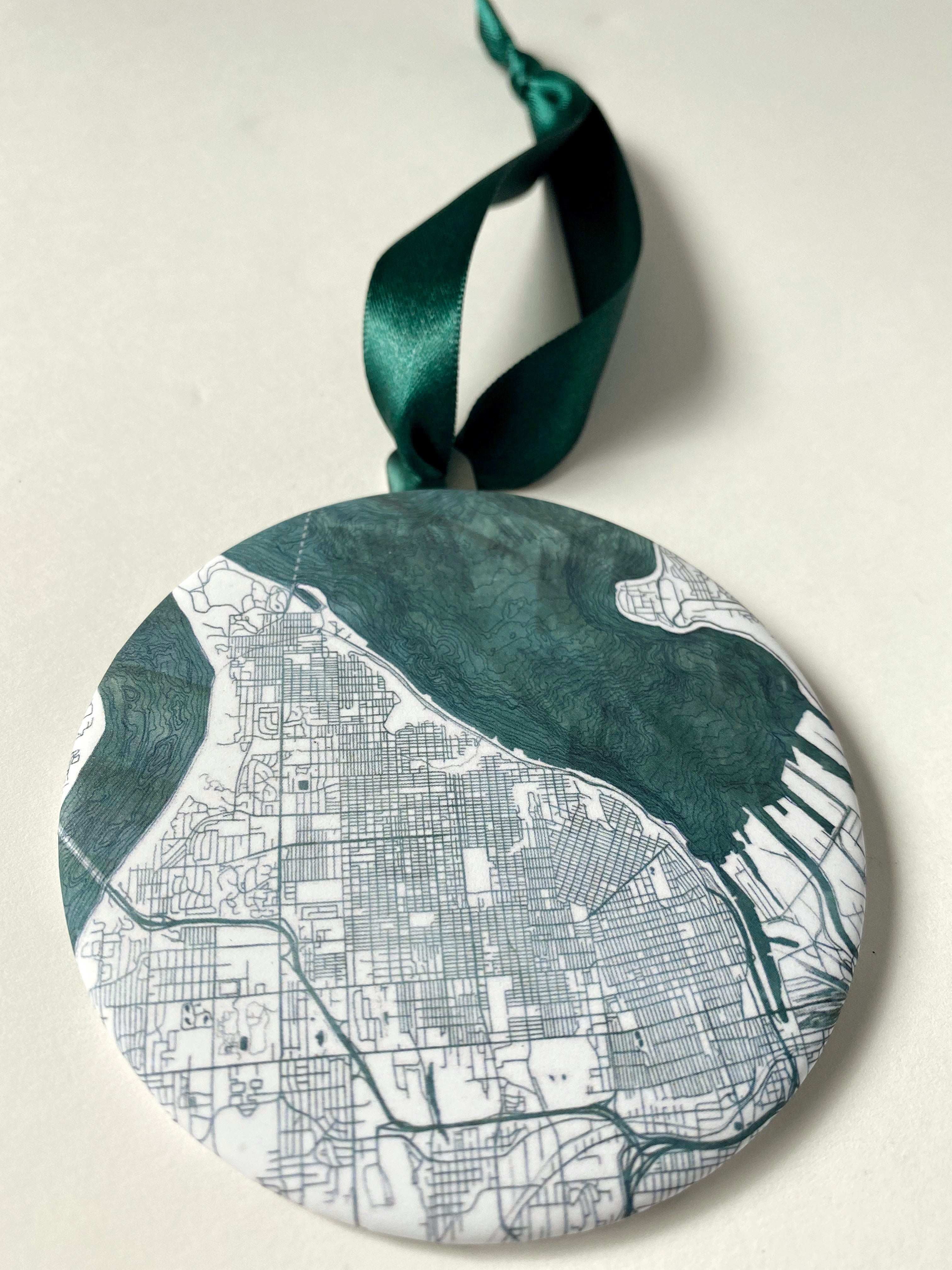 TACOMA Washington Water Map: ORNAMENT