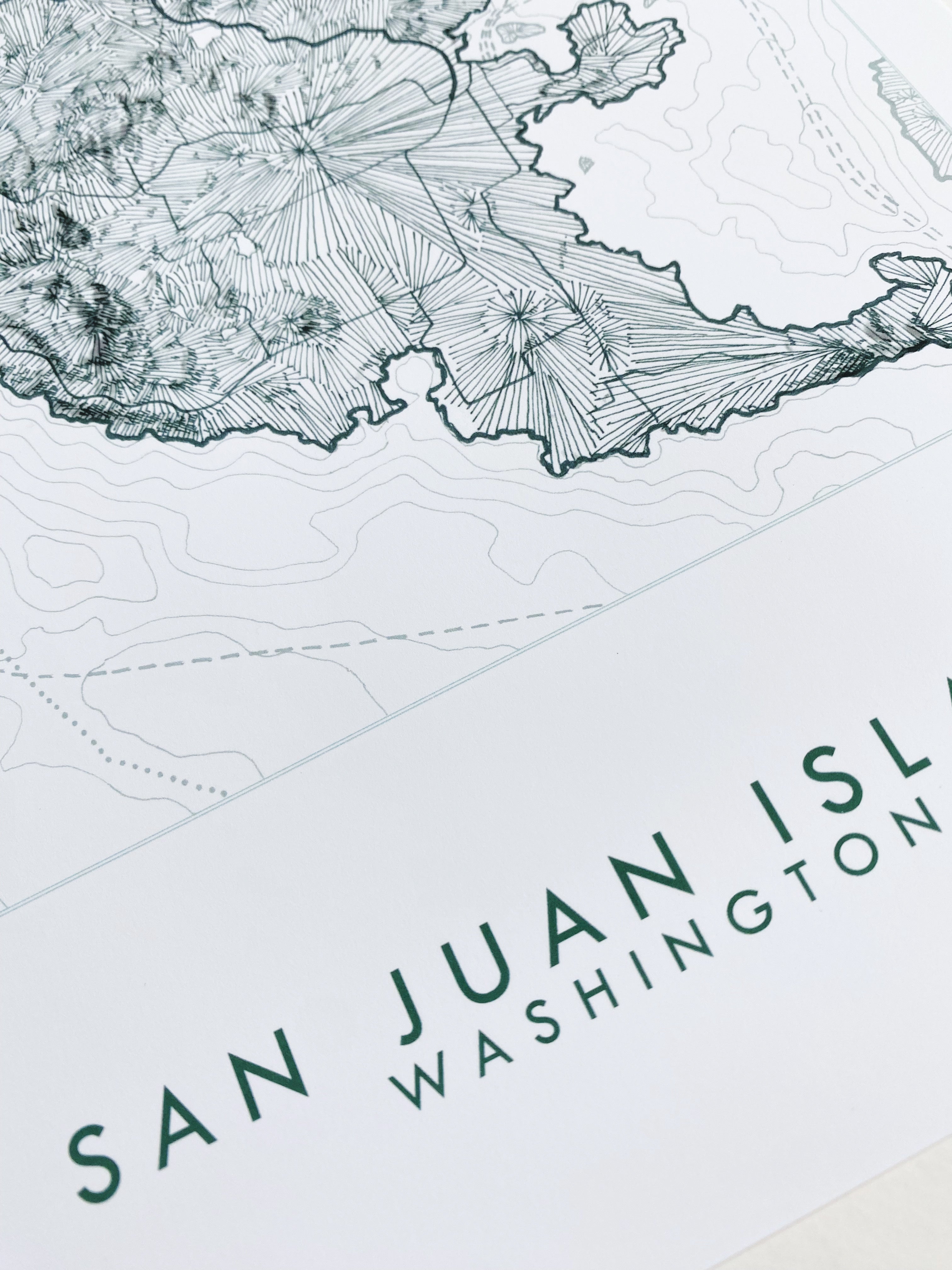 SAN JUAN ISLAND Washington Topographic + Bathymetric Map Drawing: PRINT