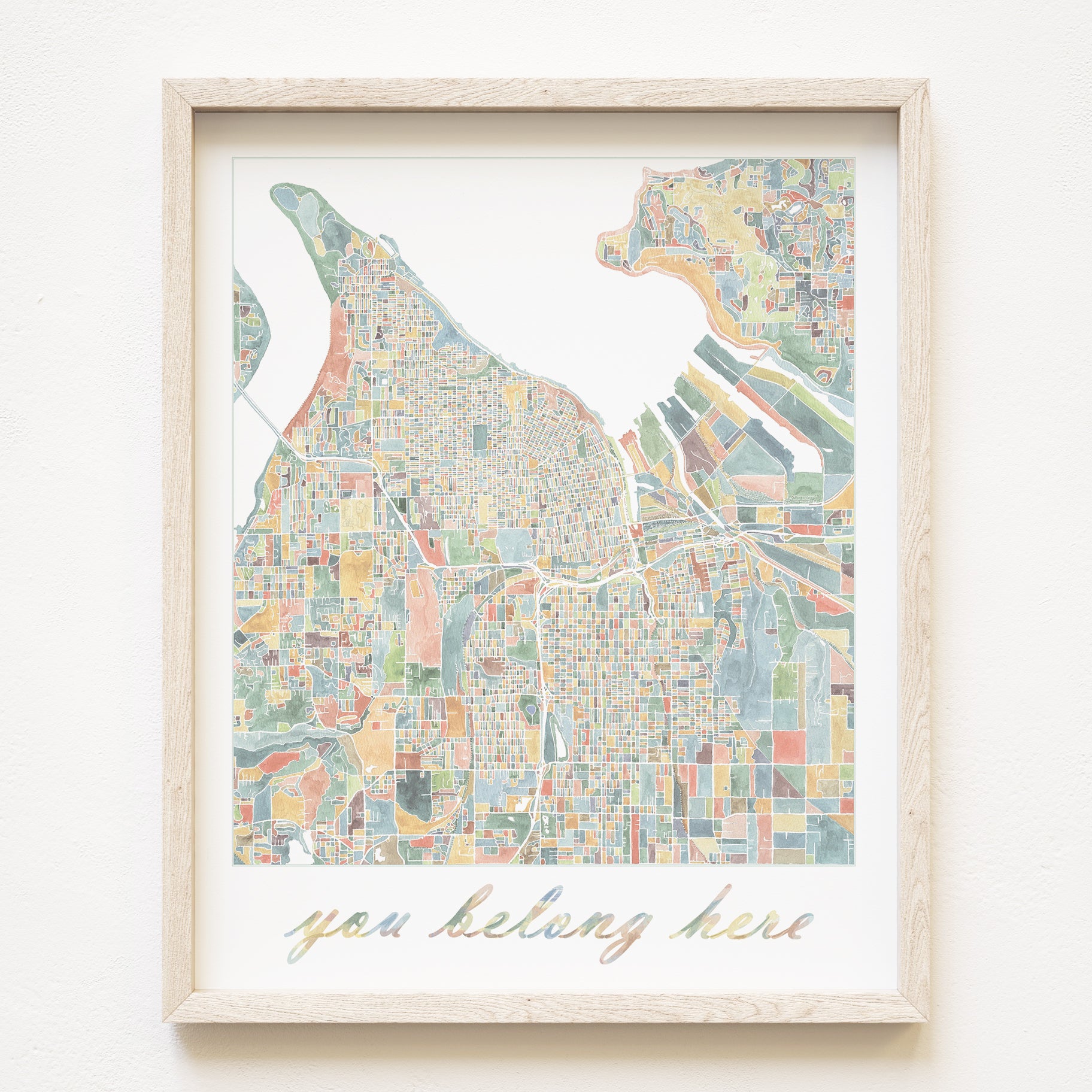 ColorFULL TACOMA Watercolor City Blocks Map: PRINT