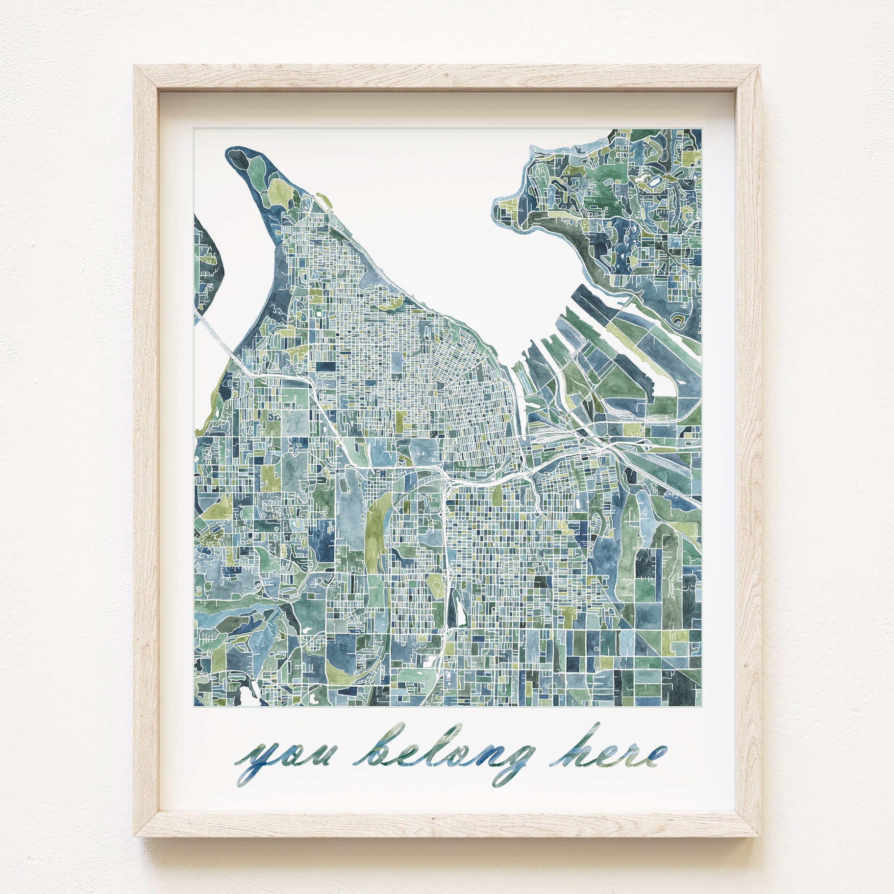 PNW TACOMA Watercolor City Blocks Map: PRINT