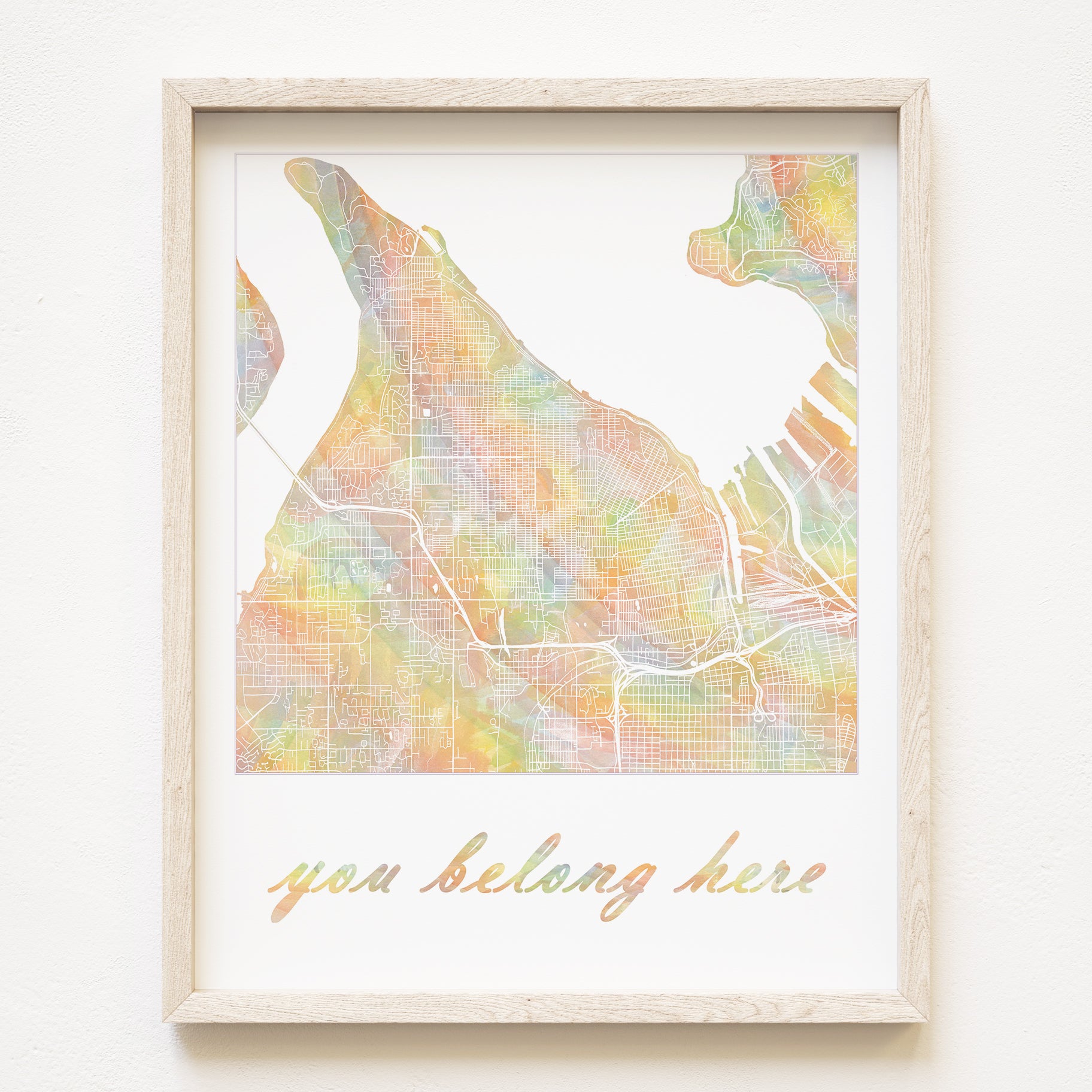 TACOMA Pride Rainbow Watercolor Map: PRINT