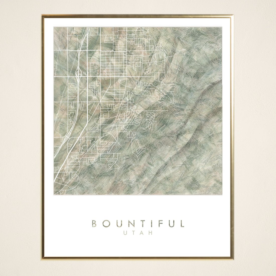 BOUNTIFUL Utah Watercolor Map: PRINT — Turn-of-the-Centuries