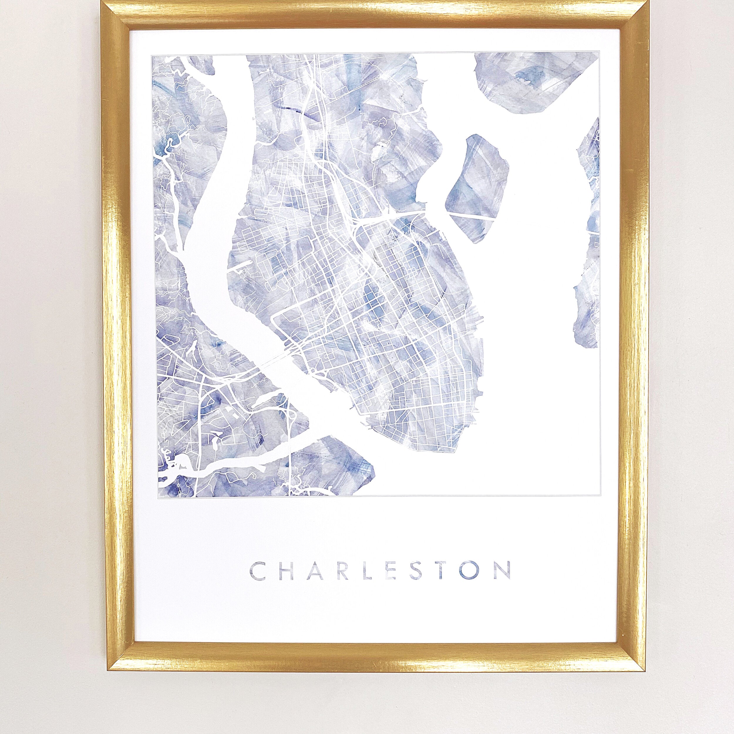 CHARLESTON South Carolina Watercolor Wash Map: PRINT