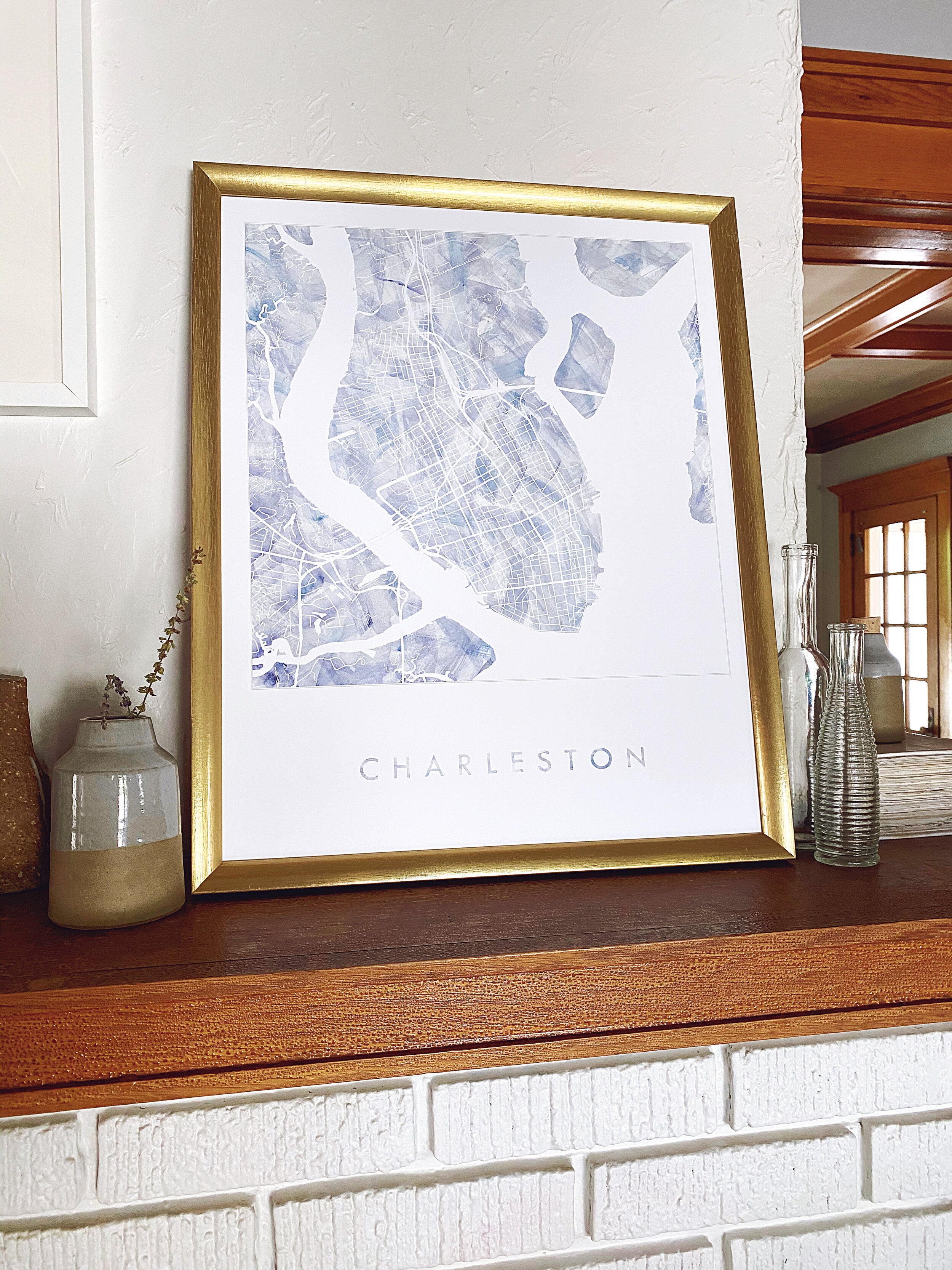 CHARLESTON South Carolina Watercolor Wash Map: PRINT