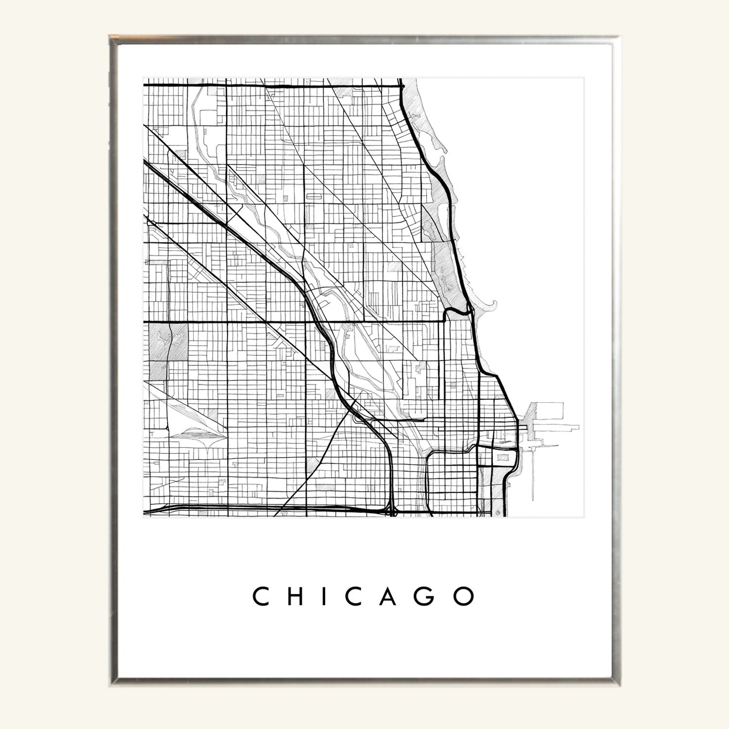 CHICAGO City Lines Map: PRINT