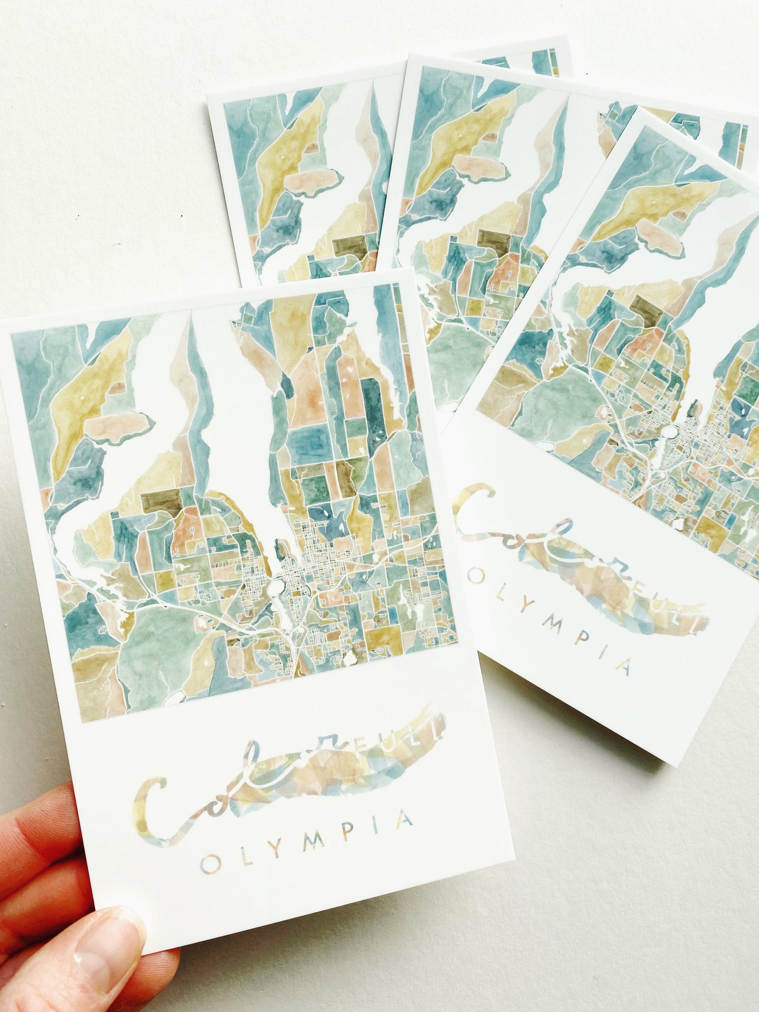 ColorFULL OLYMPIA Washington Map Postcard