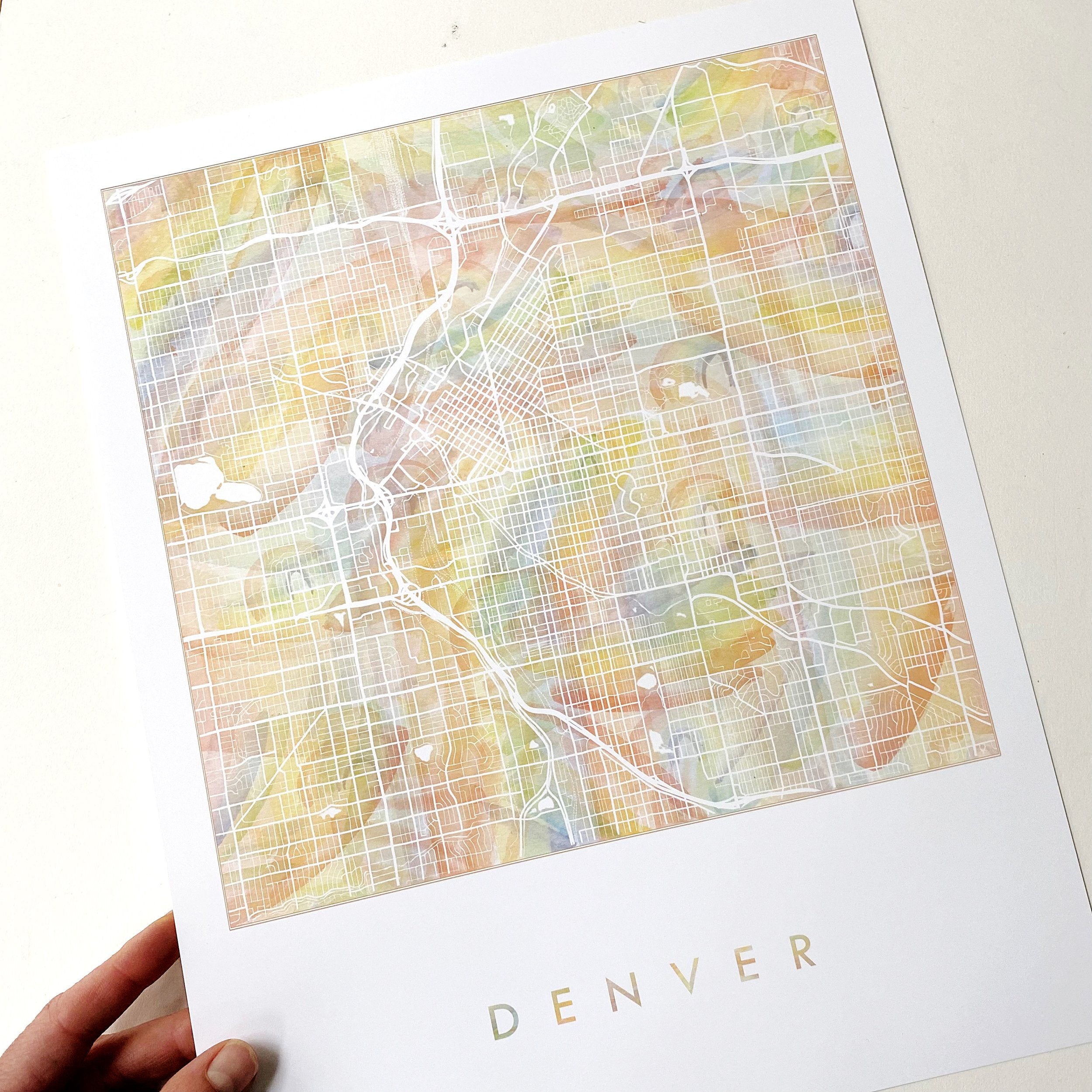 DENVER Pride Rainbow Watercolor Map: PRINT